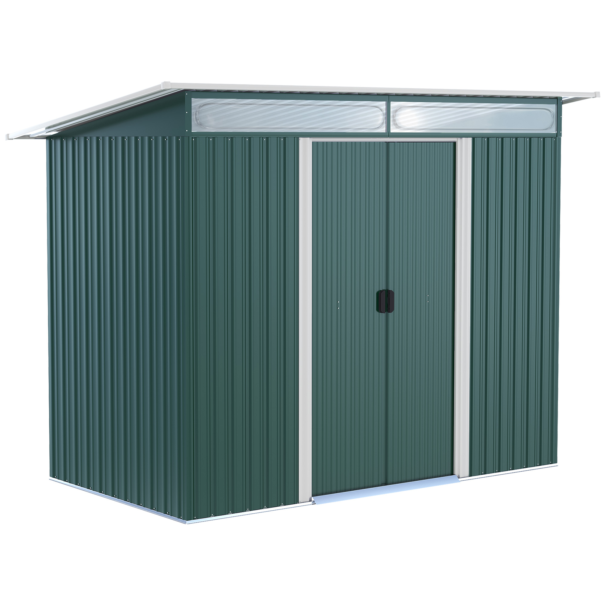 Pent Roofed Metal Garden Shed House Hut Gardening Tool Storage w/ Ventilation 260L x 133W x 200Hcm - Life Essentials