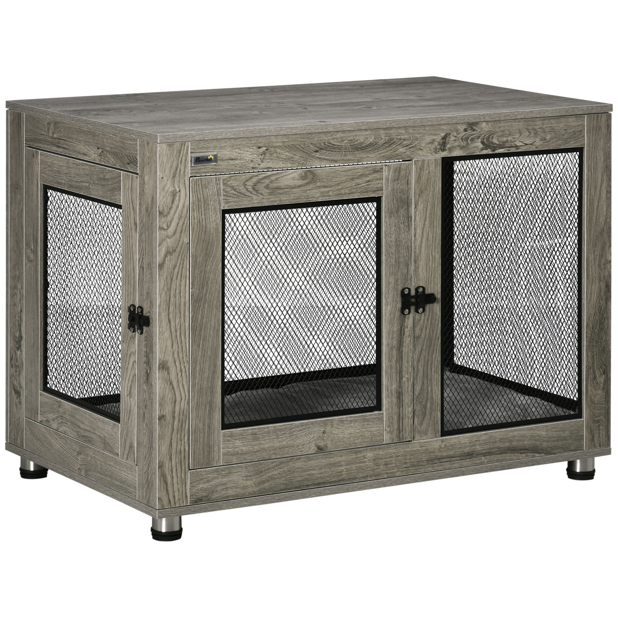 Two-In-One Dog Cage & Side Table, with Two Doors, Cushion, for Large Dogs - Life Essentials