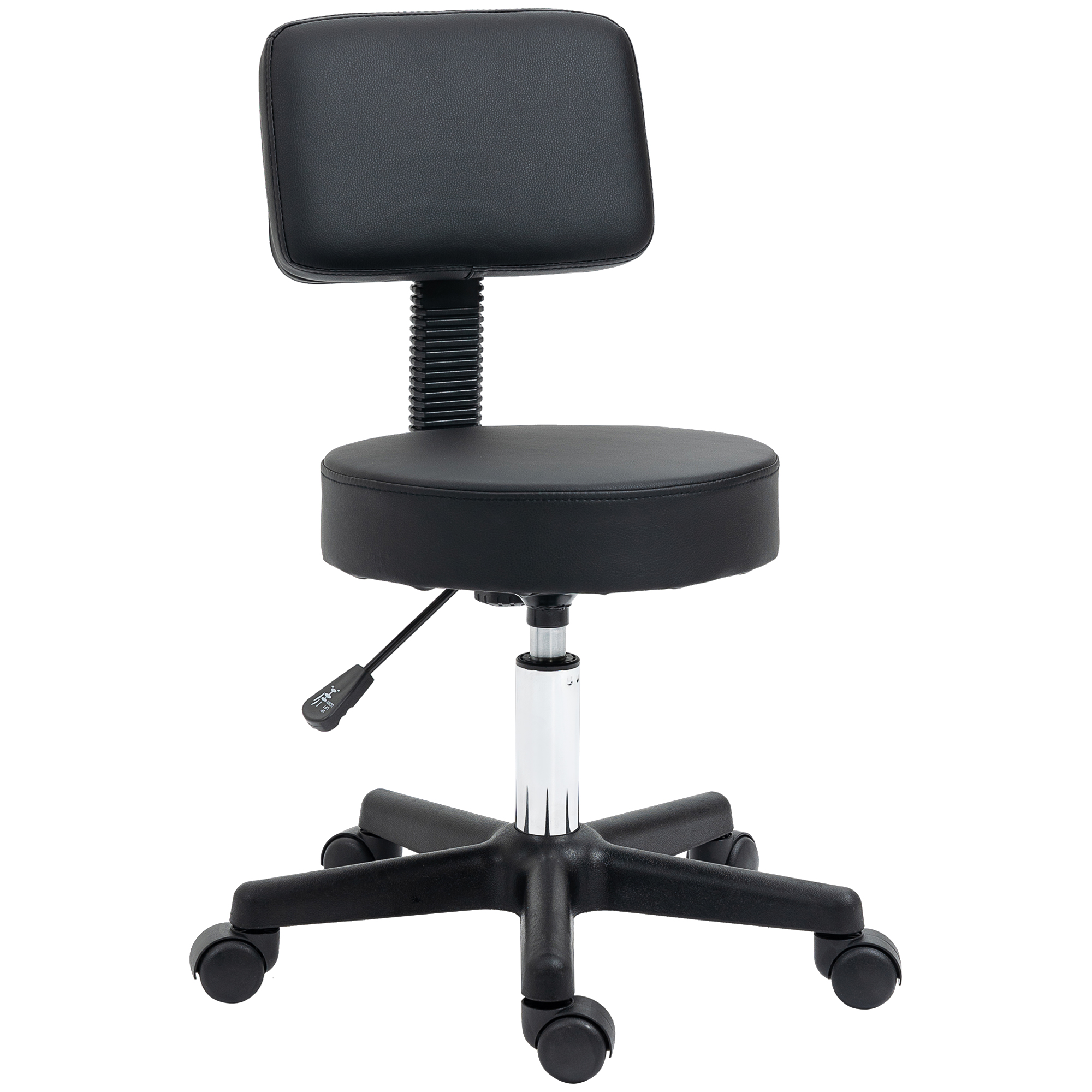 Swivel Salon Chair w/ Padded Seat Back 5 Wheels Adjustable Height Salon Hairdressers Tattoo Spa Rolling Black - Life Essentials