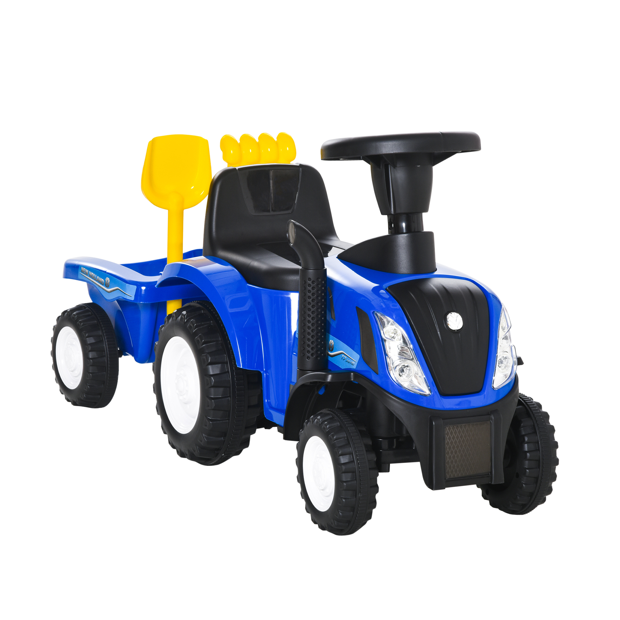 Compatible Baby Toddler Sliding Car NEW HOLLAND Licensed Foot to Floor Slider w/ Horn Storage Big Steering Wheel for 12-36 Months Blue - Life 