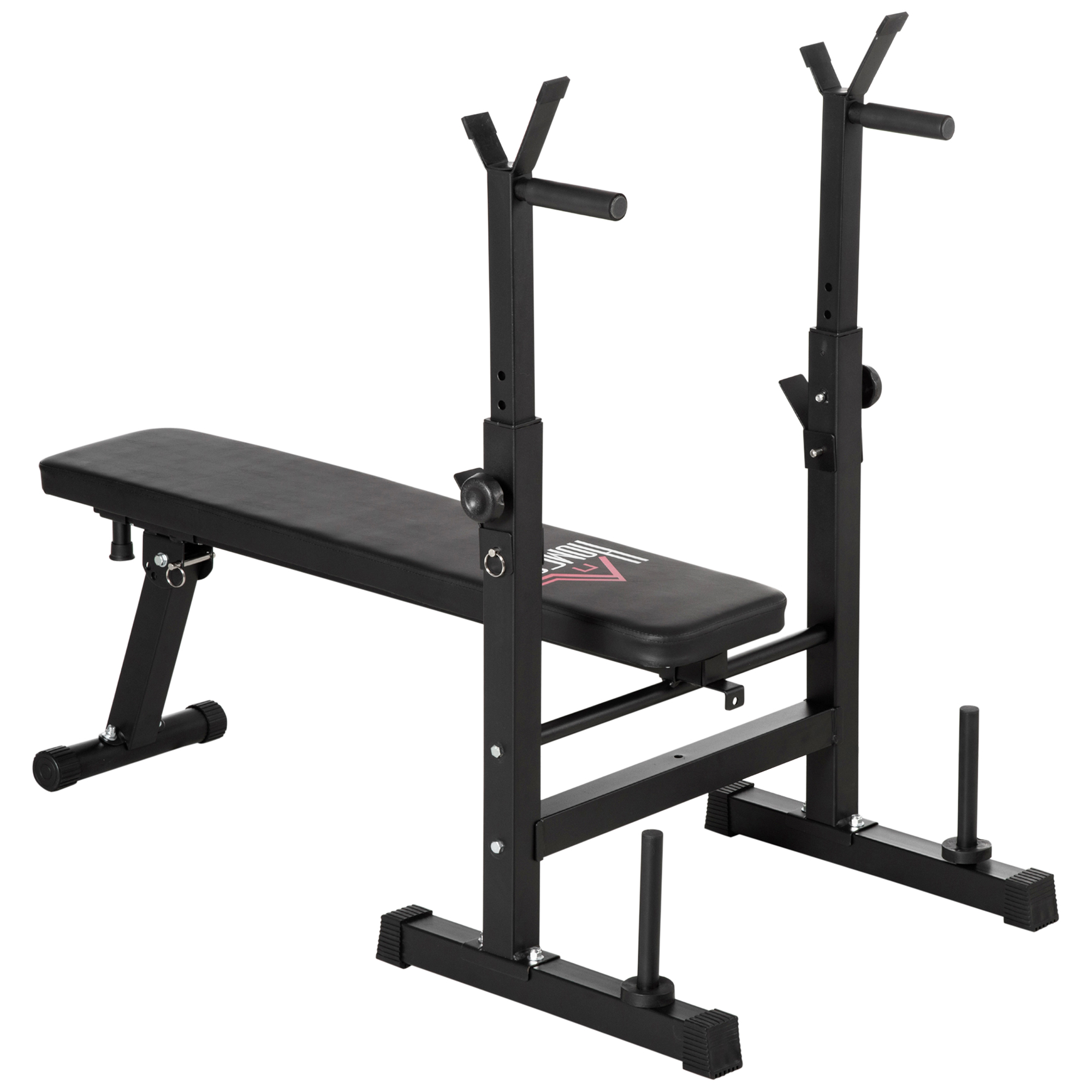 HERON Adjustable Weight Bench Foldable Bench Press, with Barbell Rack, Black - Life Essentials