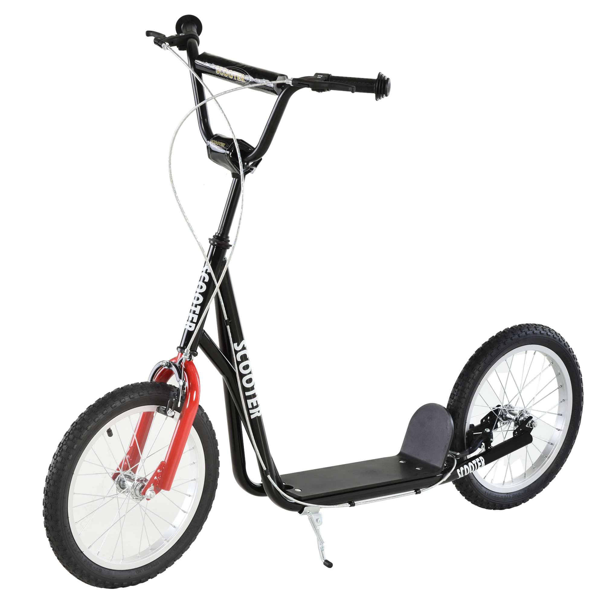 Teen Kids Stunt Scooter Children Kick Scooter Adjustable Handlebar 2 Brakes Ride On 16 Inch Rubber Tyres Black - Life Essentials