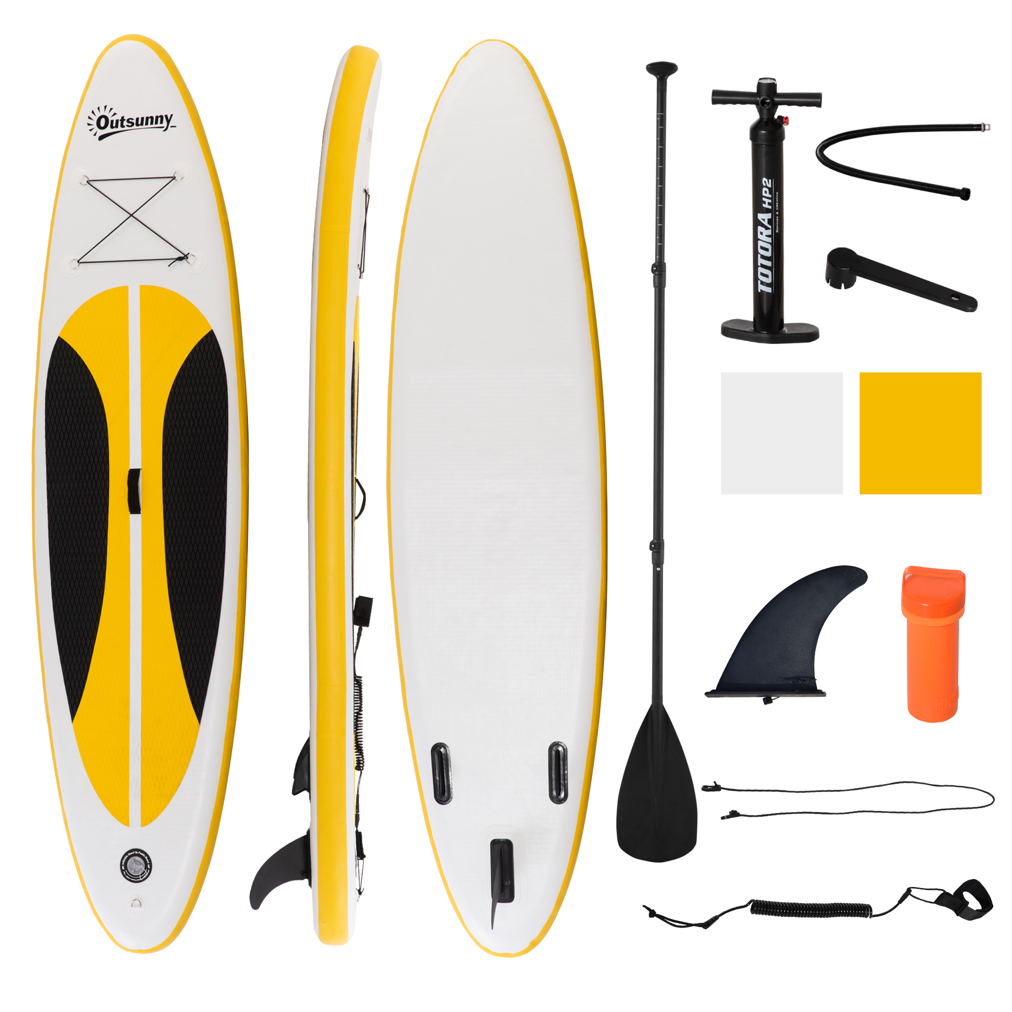 Inflatable Paddle Stand Up Board, 1.65-2.15M Adjustable Aluminium Paddle Non-Slip Deck Board w/ ISUP Accessories, 305L x 76W x 15H cm, White - Life 