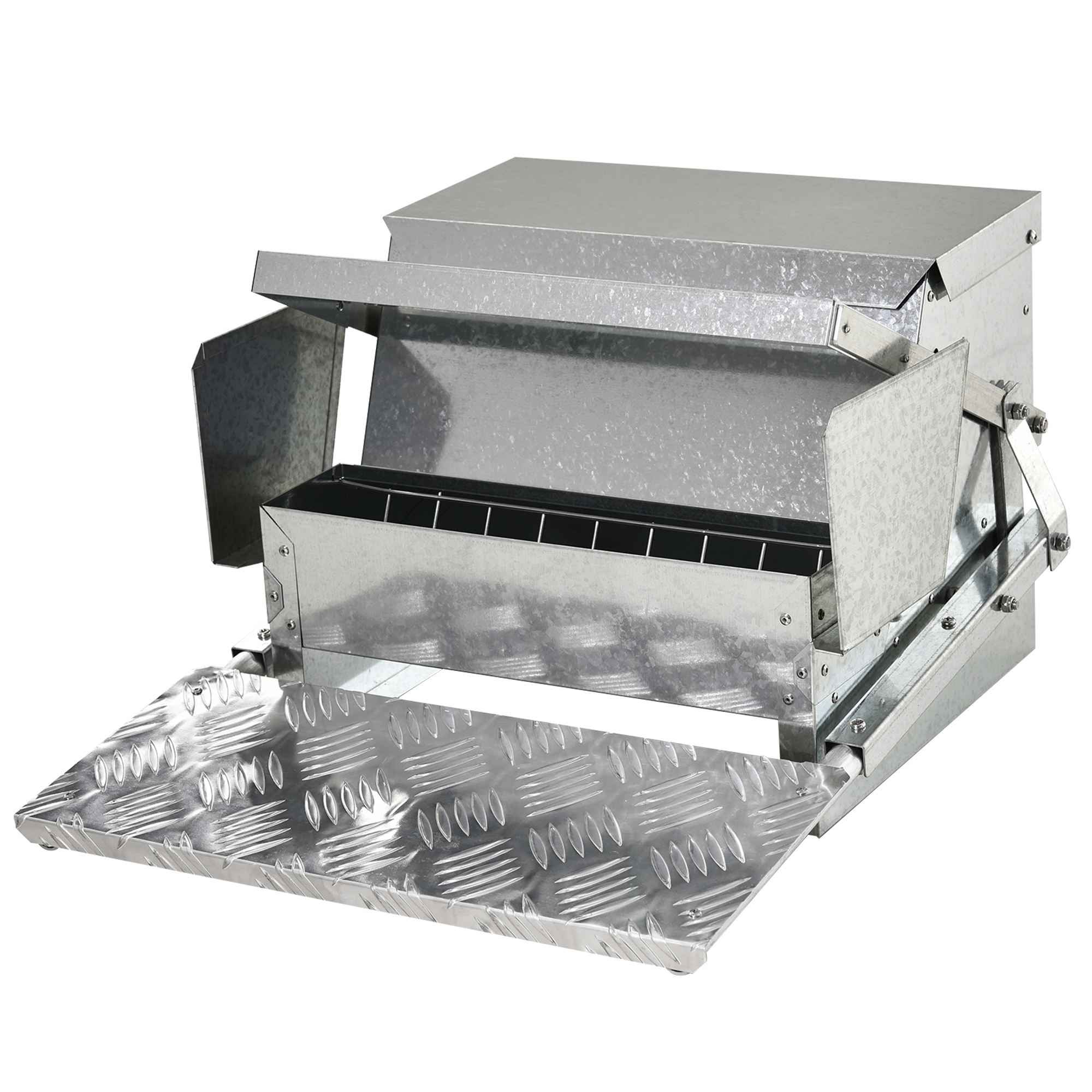 11.5kg Capacity Automatic Chicken Poultry Feeder with a Galvanized Steel and Aluminium Build, Weatherproof Design - Life Essentials