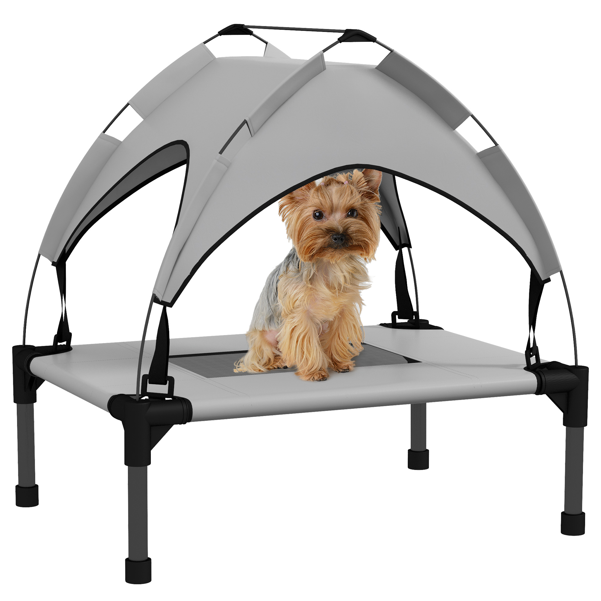 Cooling Raised Pet Bed w/ Washable Breathable Mesh, for Mini Small Dogs, 61 x 46 x 63cm - Light Grey - Life Essentials