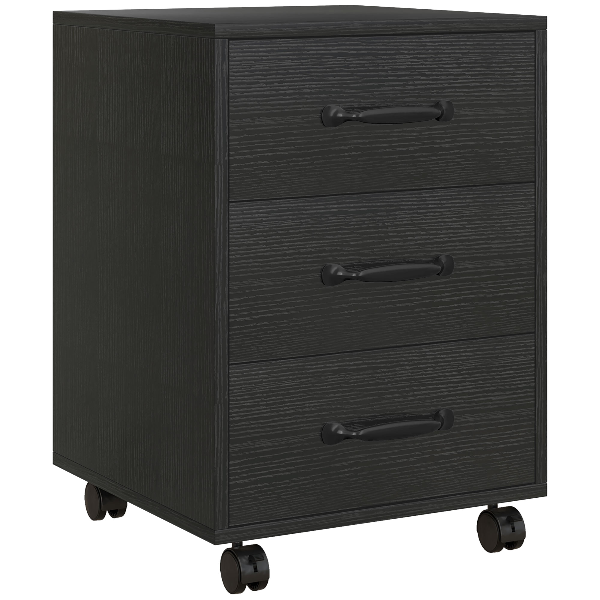 Office Cabinet - 3 Drawer Mobile Filing Cabinet Black 40cm - Life Essentials
