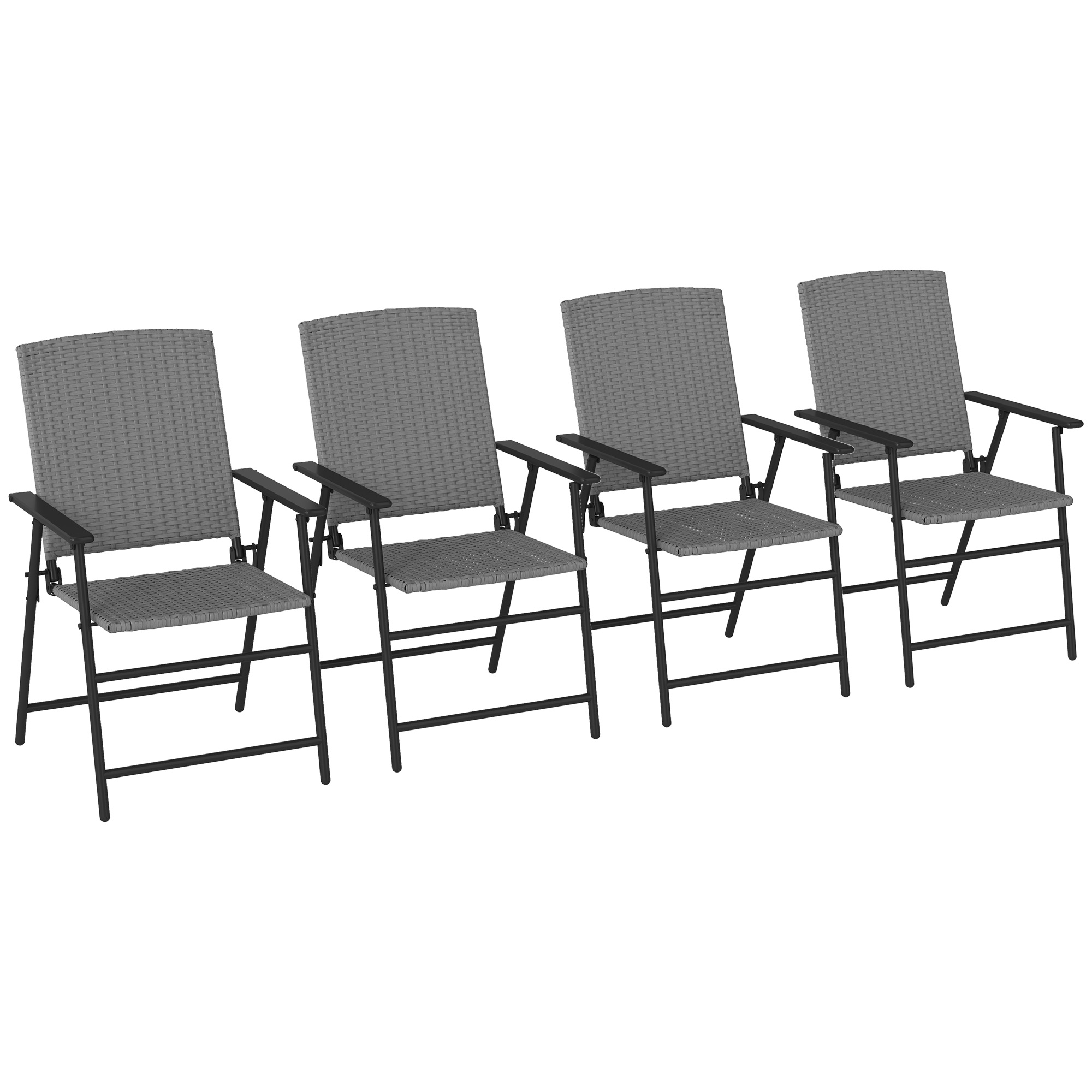 SUNVISTA Set of Four Folding Rattan Seat Chairs - Grey - Life Essentials