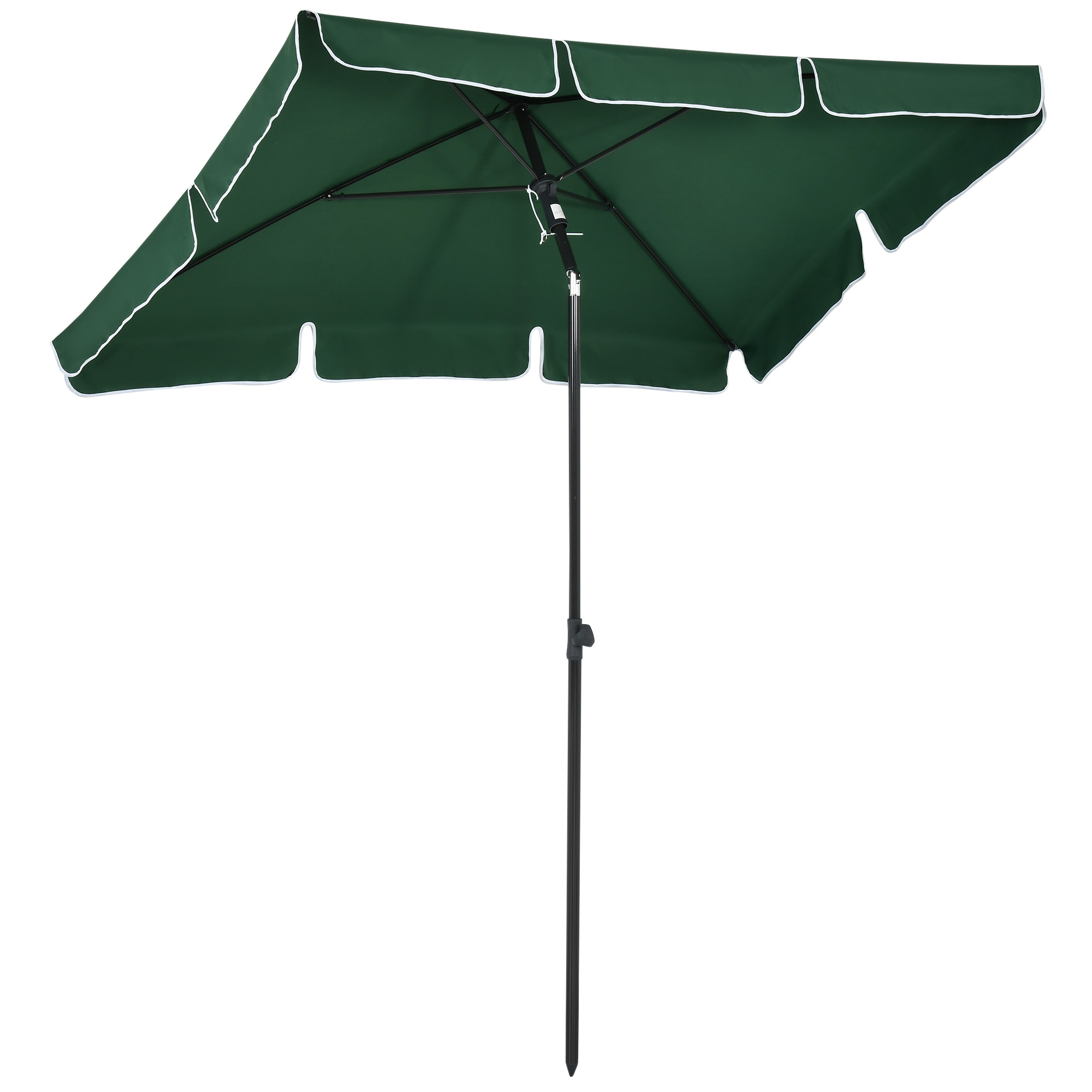 Aluminium Sun Umbrella Parasol Patio Garden Rectangular Tilt 2M x 1.25M Green - Life Essentials