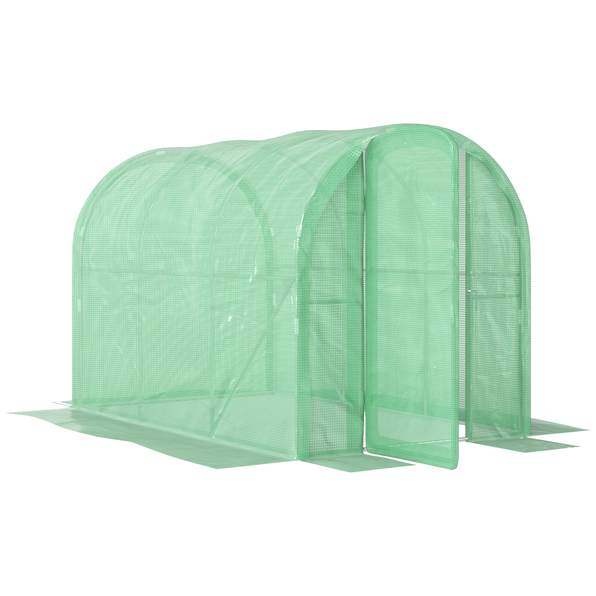 SUNVISTA 3 x 2 x 2m Polytunnel Greenhouse with Hinged Door, Walk-in Grow House Tent with PE Cover and Galvanised Steel Frame, Green - Life Essentials