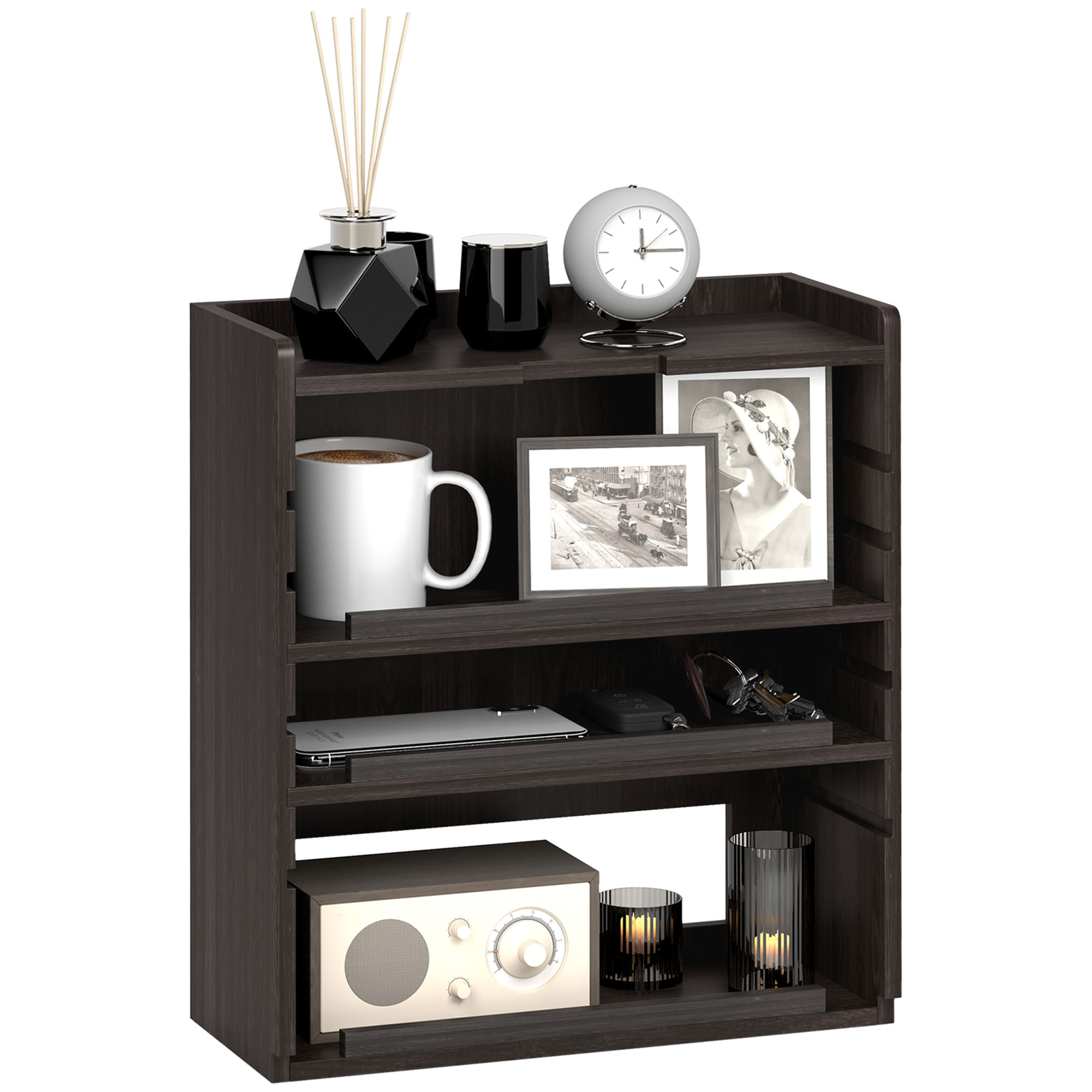 Scott Four-Tier Desktop Organiser - Dark Brown - Life Essentials
