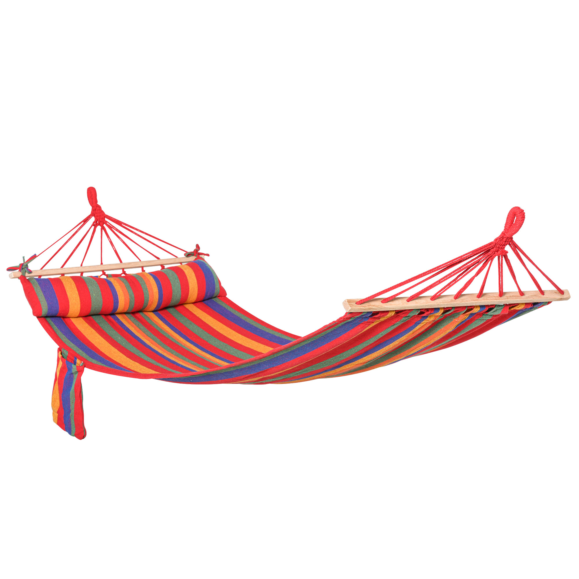 Cotton Hammock Soft Portable Swing Sleeping w/ Headrest & Side Pocket Deluxe Swing Chair for Beach, Yard, Bedroom, Patio, Porch, 270 x 80 cm - Life 