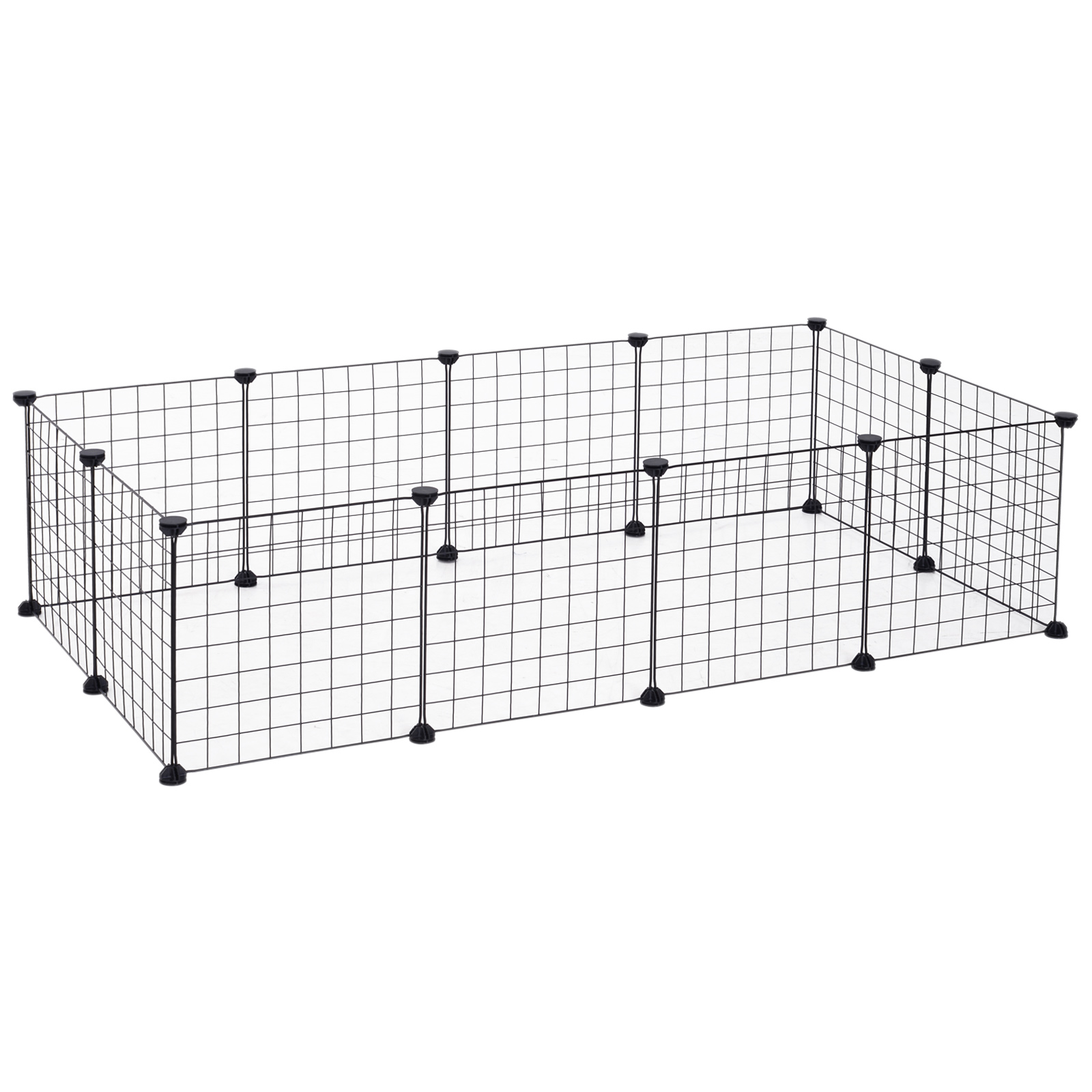 Modular Pet Playpen Metal Wire, 106Lx73Wx36Hcm-Black - Life Essentials