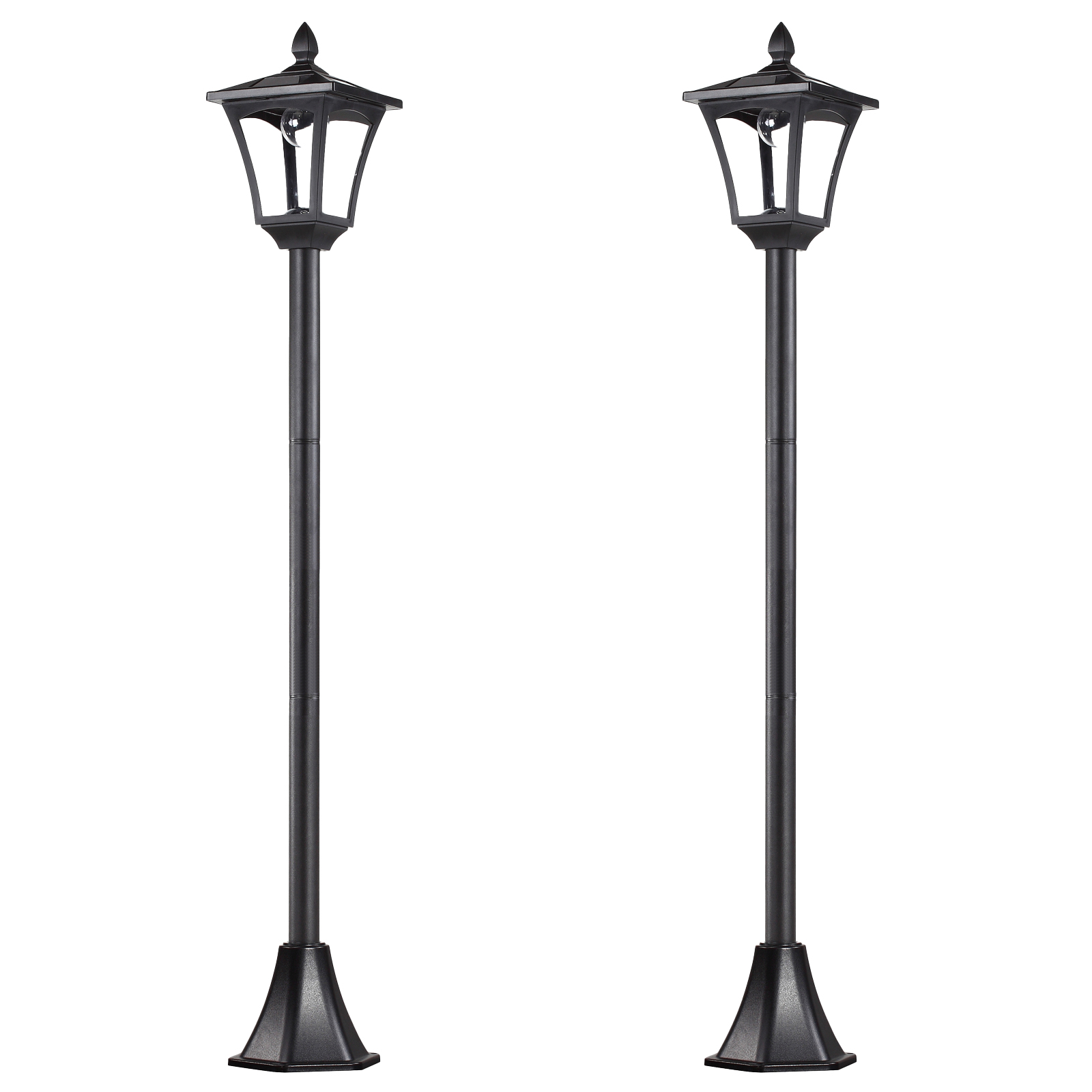 SUNVISTA 2 Pieces Outdoor Garden Solar Post Lamp Sensor Dimmable LED Lantern Bollard Pathway 1.6M Tall €“ Black - Life Essentials