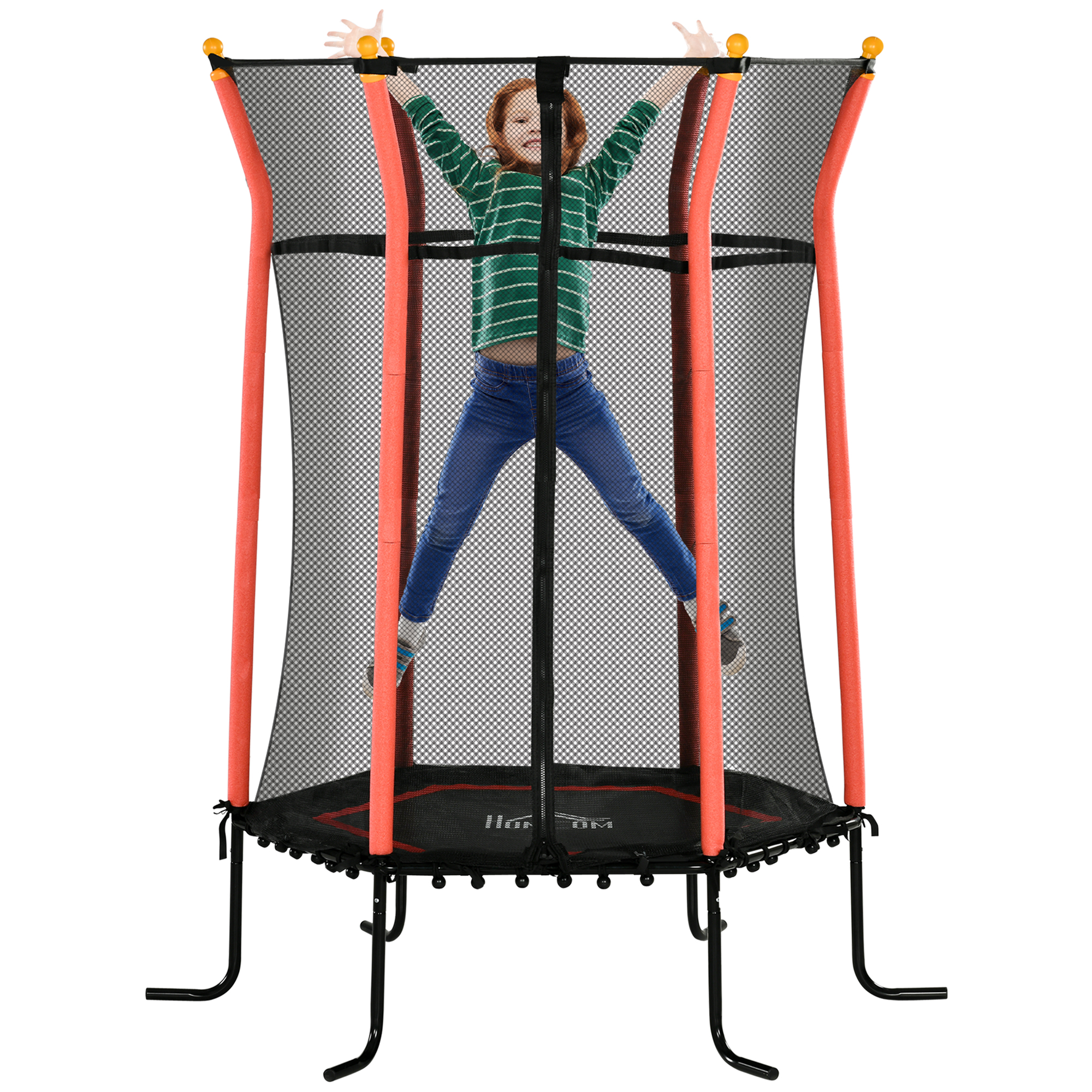 Kids Trampoline - Mini Trampoline with Safety Net for 3-10 Years Red - Life Essentials
