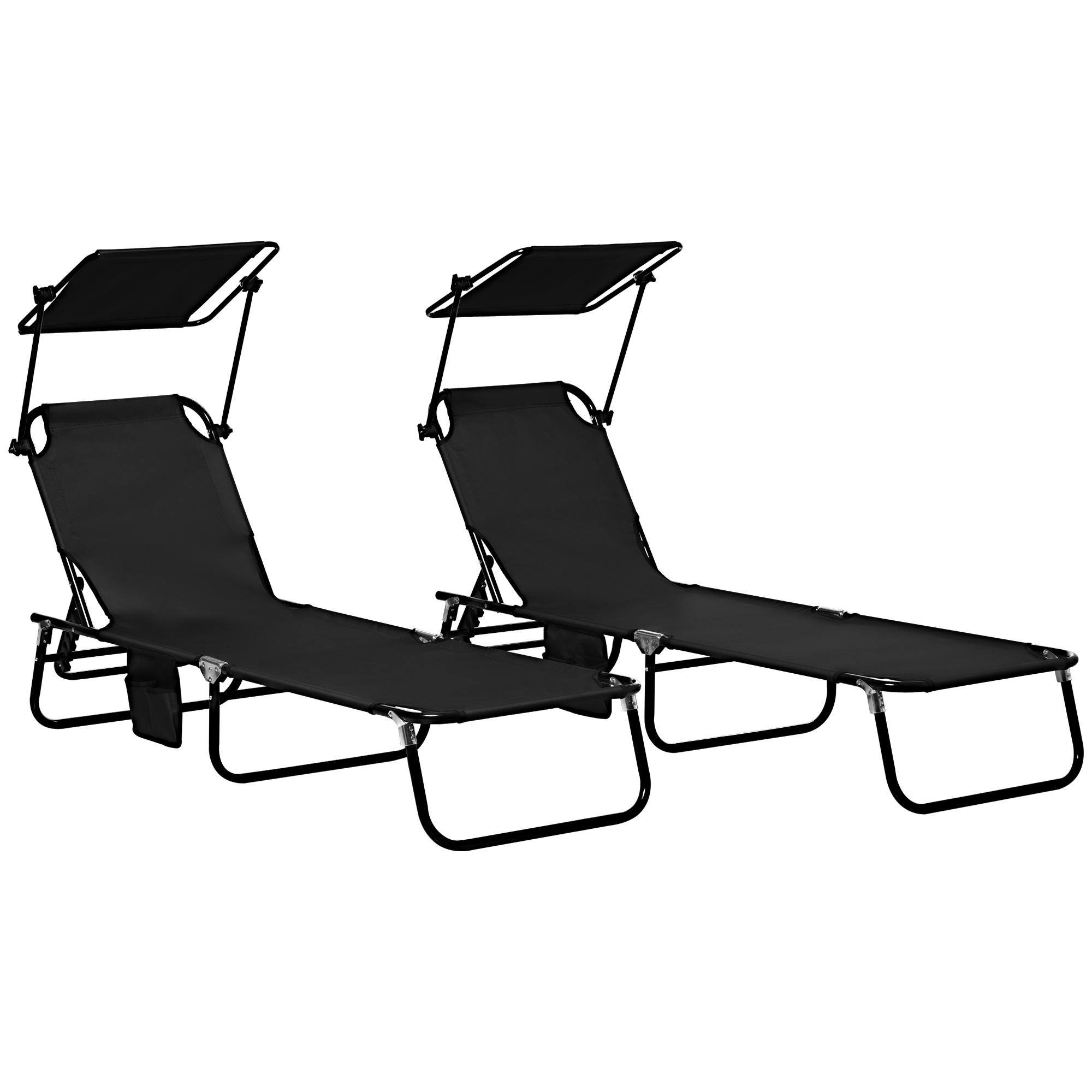 Folding Chaise Lounge Pool Chairs, Outdoor Sun Tanning Chairs, Reclining Back, Steel Frame & Breathable Mesh for Beach, Yard, Patio, Black - Life 
