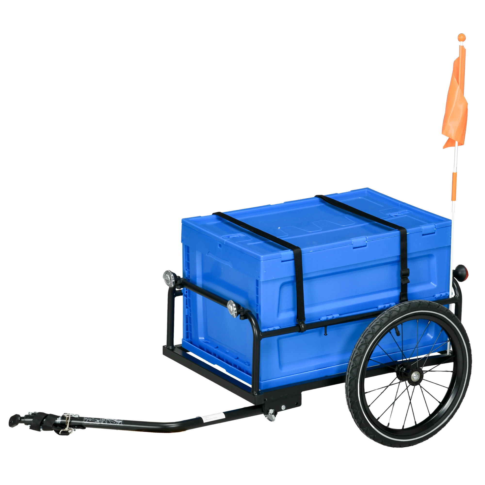 Steel Trailer for Bike, Bicycle Cargo Trailer with 65L Storage Box and Foldable Frame, Max Load 40KG, Blue - Life Essentials