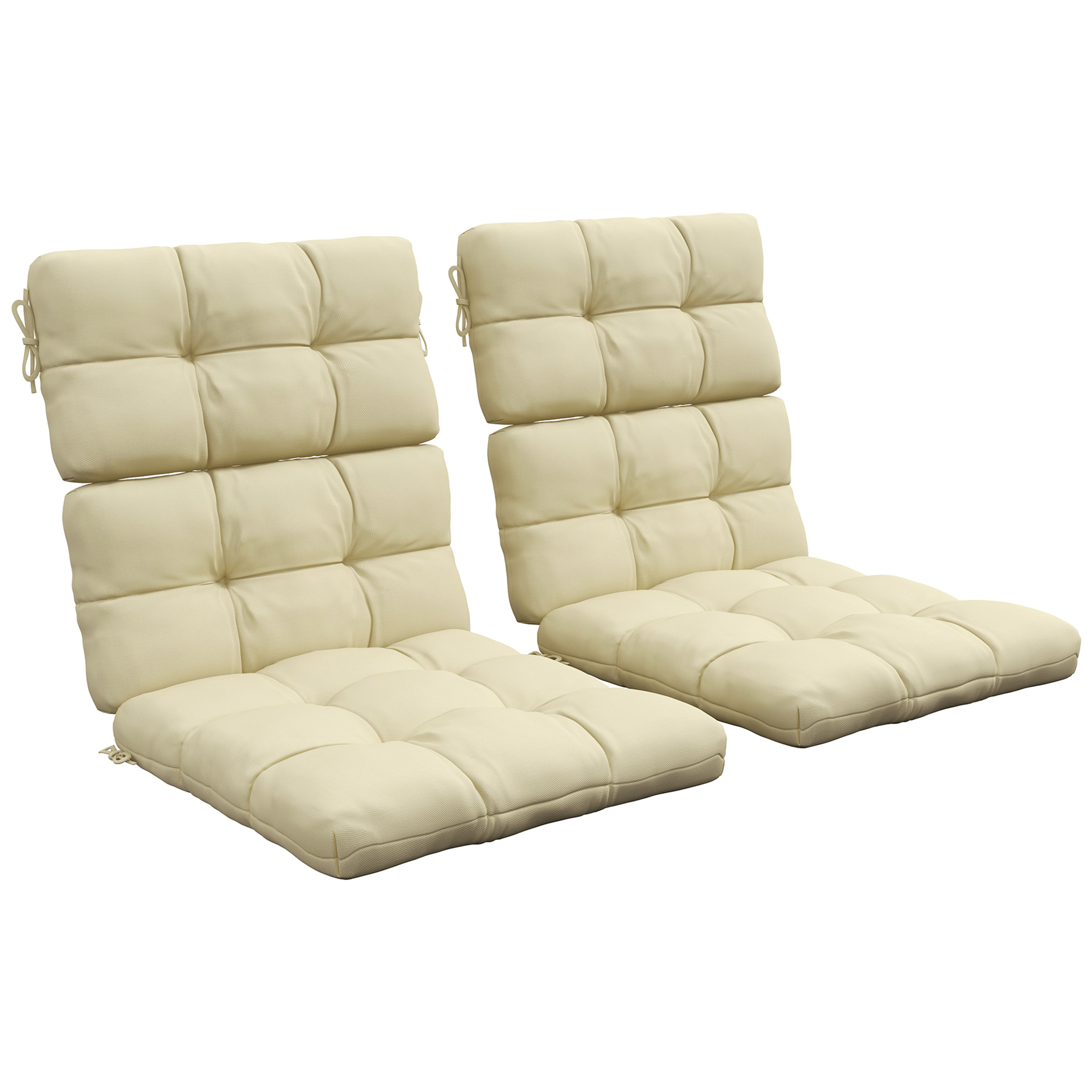 2-Piece Seat Cushion Replacement with Backrest, Garden Patio Chair Cushions Set with Ties, Beige - Life Essentials