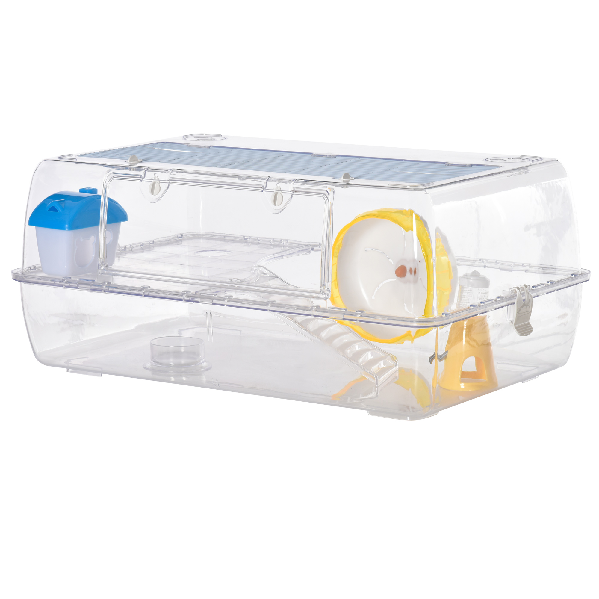 Portable 2 Storey Hamster Cage Small Pet Animal Cage Double Layers w/ Running Wheel Drinker Feeding Bowl - Life Essentials