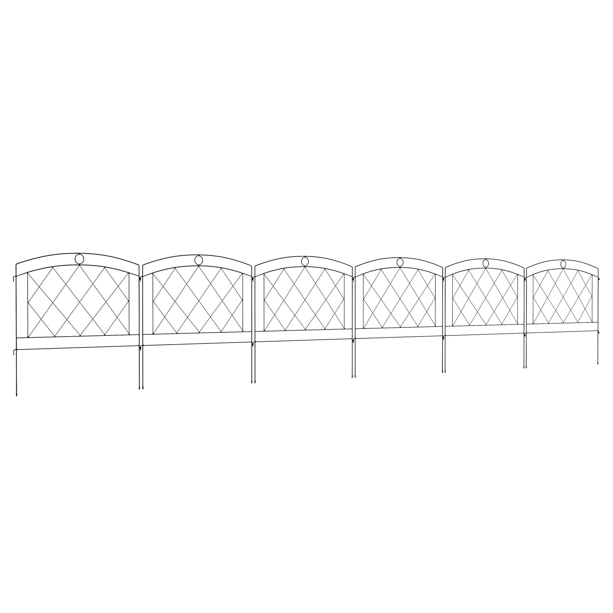 Metal Decorative Outdoor Picket Fence Panels Set of 6, Black - Life Essentials