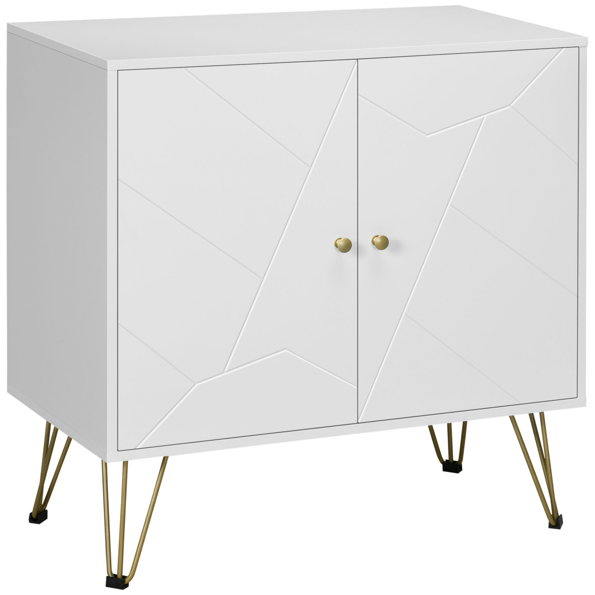 Storage Cabinet Slim Sideboard with Golden Hairpin Legs Adjustable Shelves for Living Room Dining Room Hallway White - Life Essentials