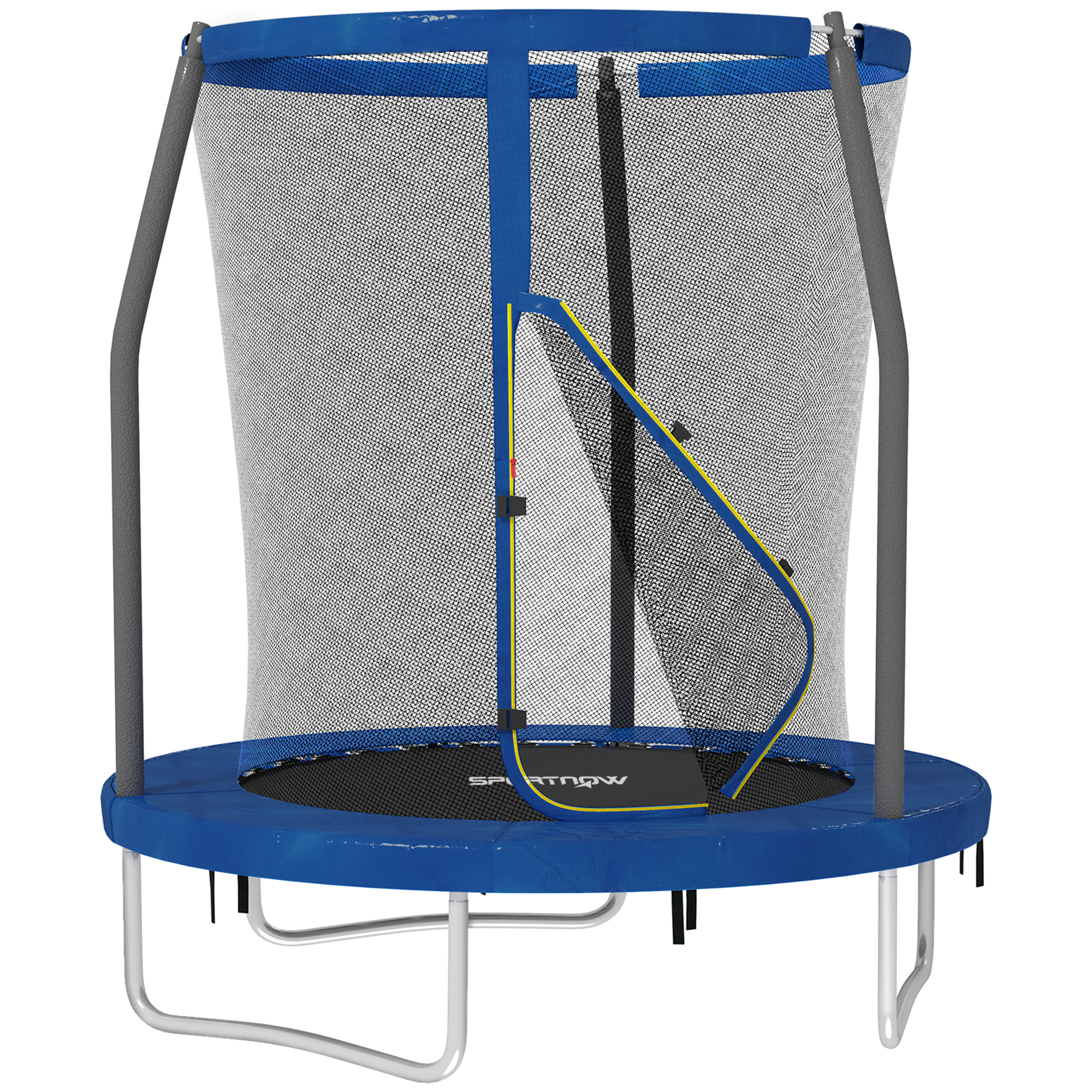 SPORTEDGE 6ft Trampoline with Safety Enclosure Net, Steel Frame Outdoor Trampoline, Jumping Mat with Edge Safety Cover for Fitness, Blue - Life 