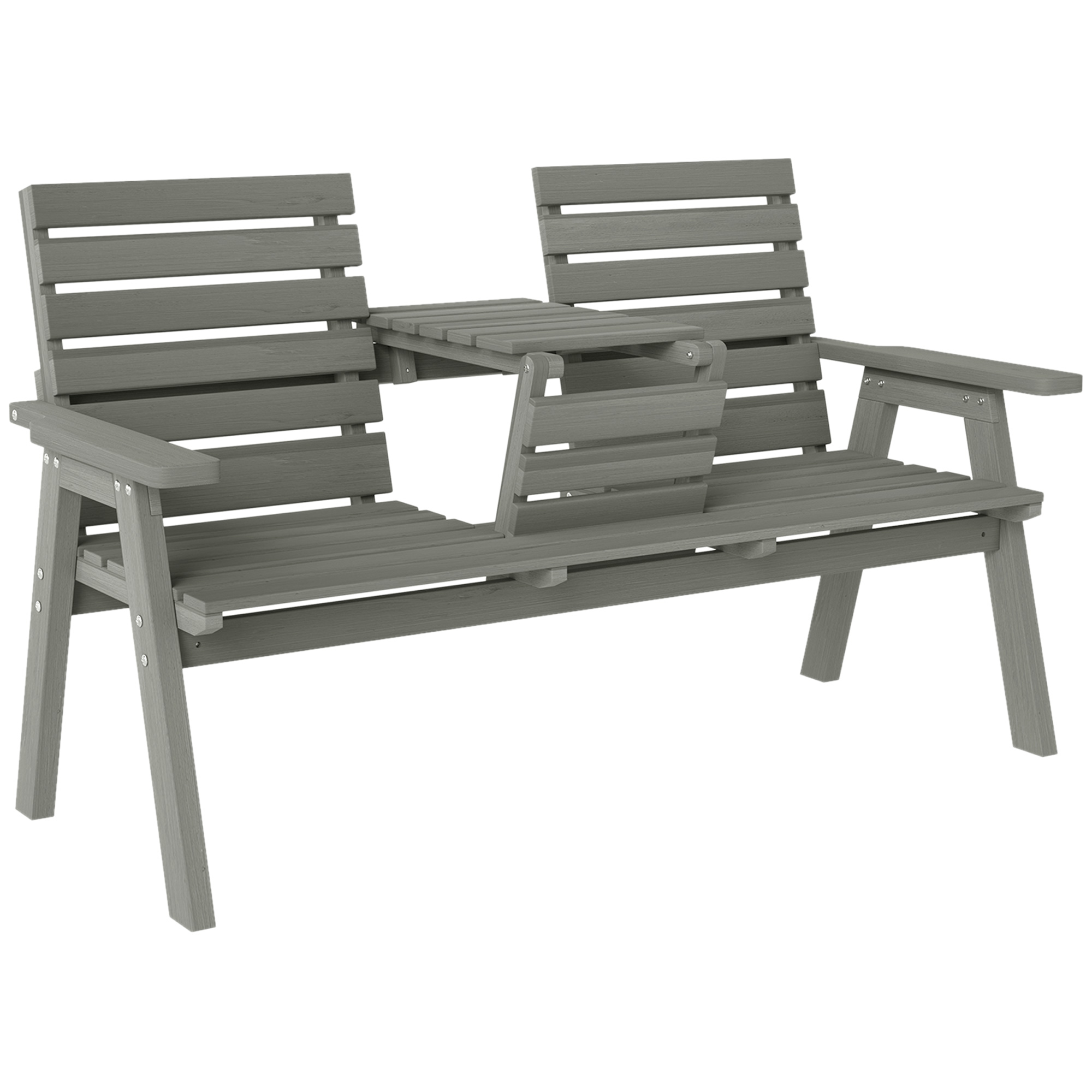 SUNVISTA Fir Wood Convertible 2 to 3 Seater Outdoor Garden Bench Grey - Life Essentials