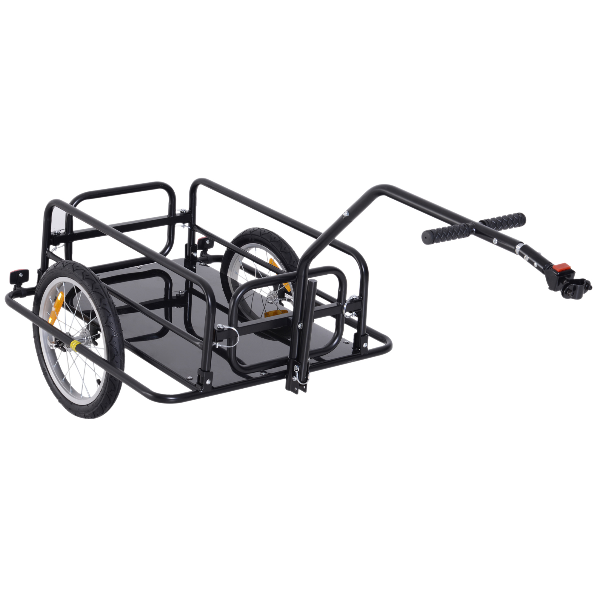Bike Cargo Trailer Bicycle Cargo Storage Cart w/ Hitch Cycling Camping Luggage Storage Carrier Transport Steel Black - Life Essentials