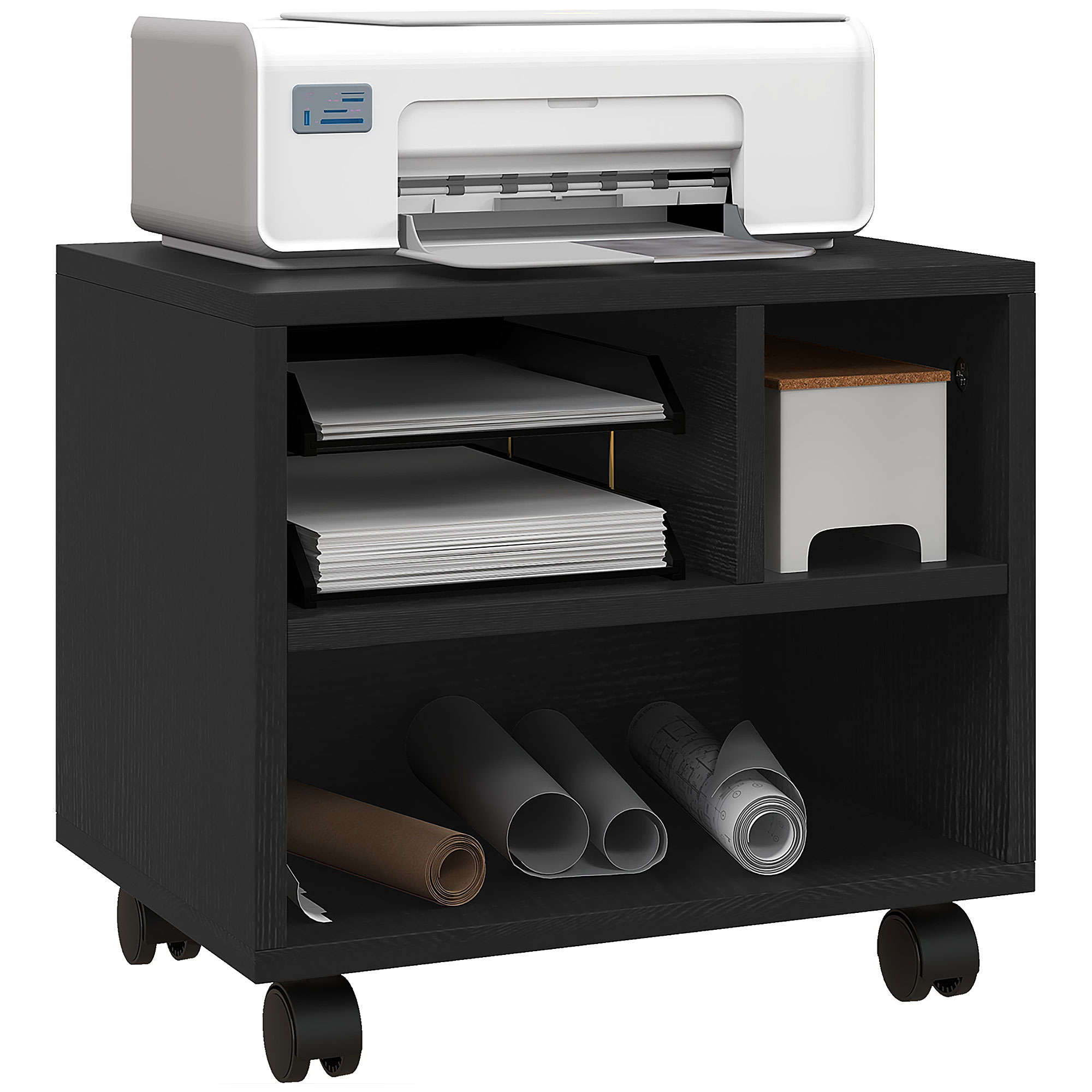 Scott 2-Tier Printer Stand with Storage Under Desk Printer - Black - Life Essentials
