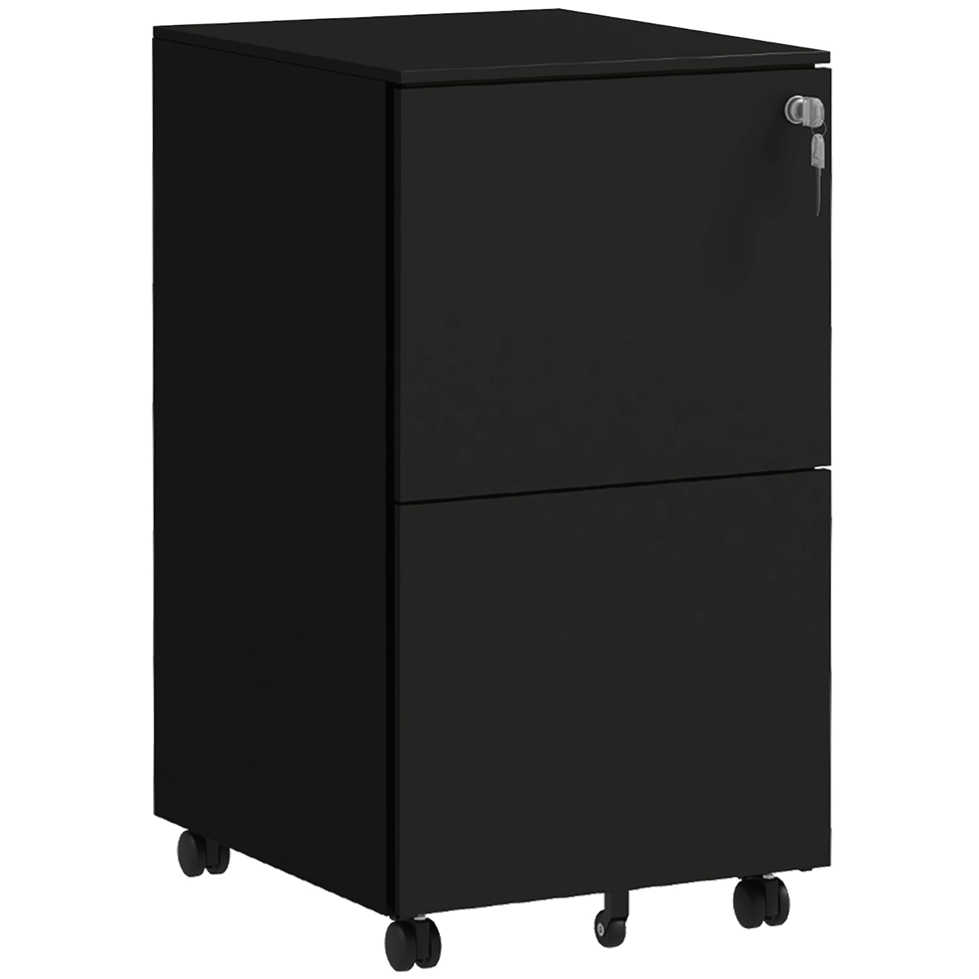 Vinsetto 2-Drawer Filing Cabinet with Lock Adjustable Bar - Black - Life Essentials
