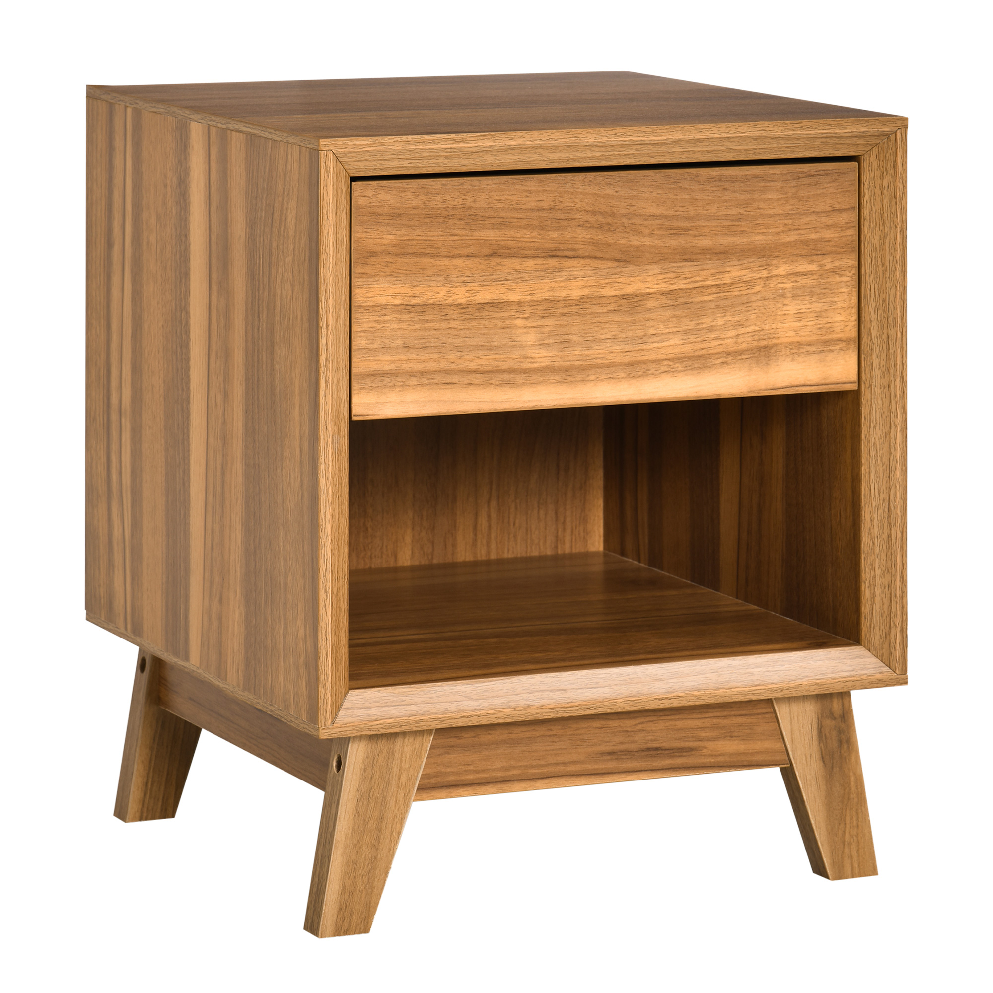 Bedside Table - MODERN Nightstand Walnut Brown 40cm - Life Essentials