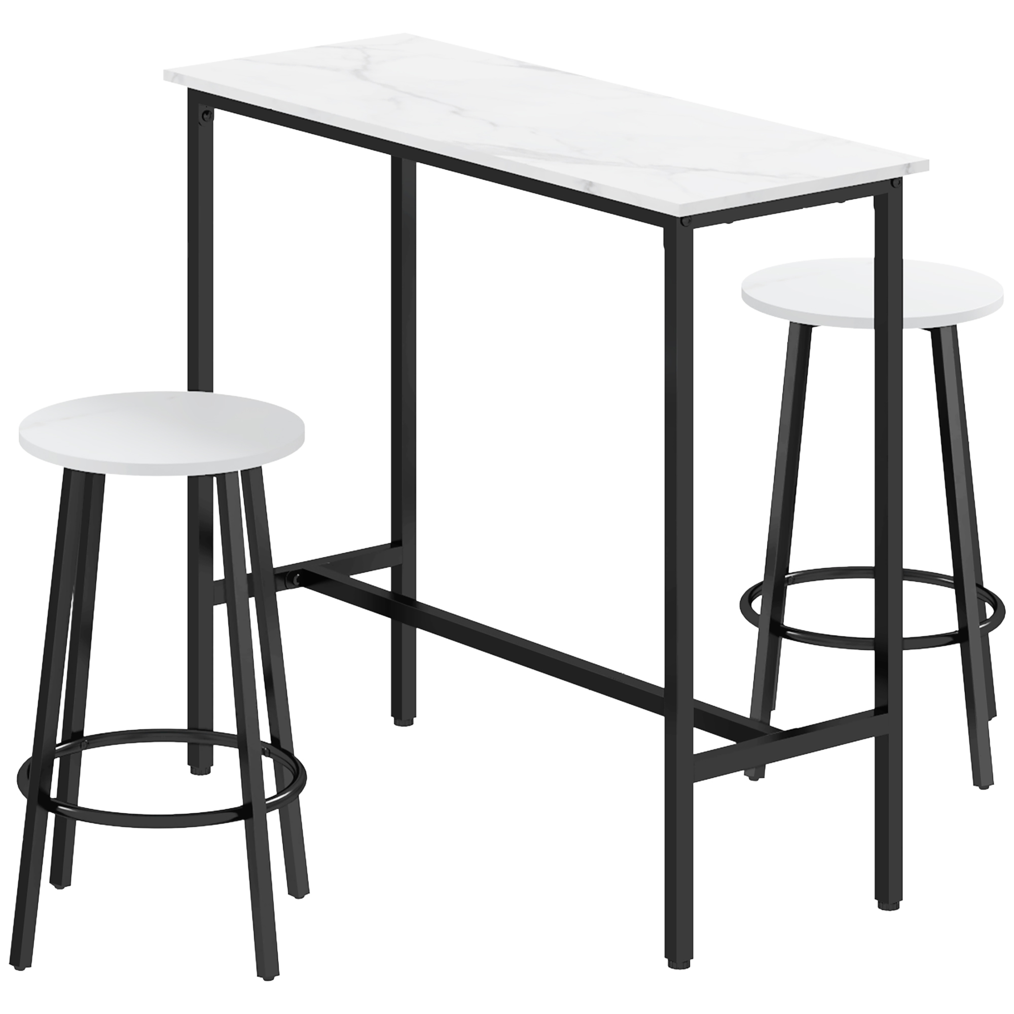 Bar Table Set - 3-Piece Bar Table Set with Stools White 100cm - Life Essentials