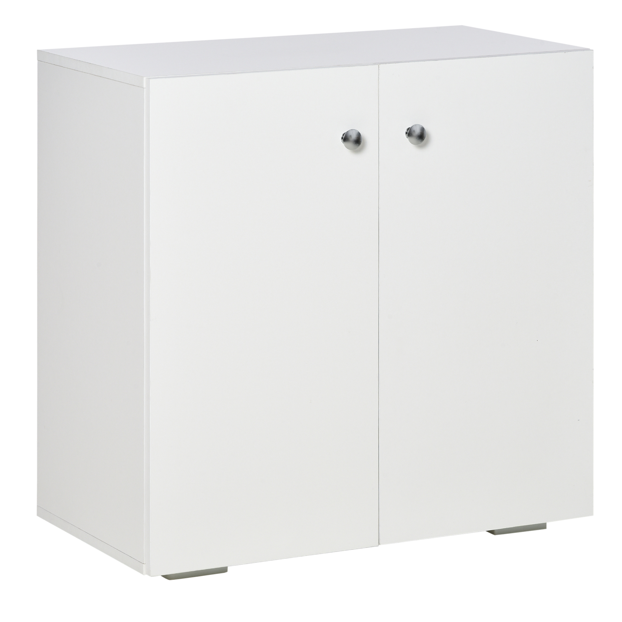 Storage Cabinet with 2 Shelves and Doors, Wooden Sideboard, Freestanding Kitchen Cupboard, Bookcase for Living Room, Hallway and Kitchen, White - Life