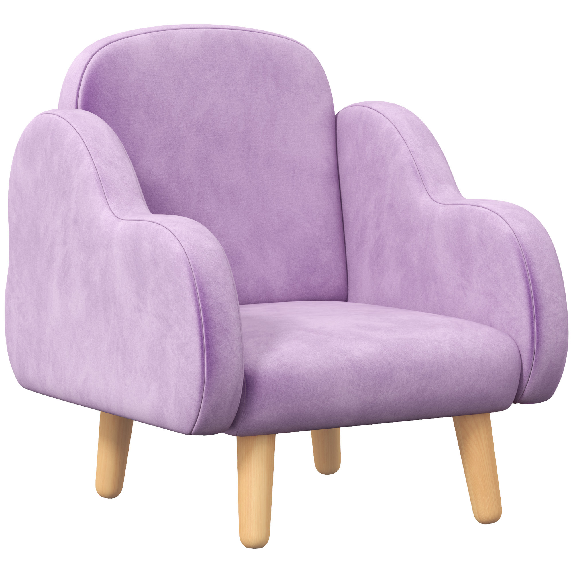 Wooden Frame Toddler Children Mini Sofa with Arm Rest - Purple - Life Essentials
