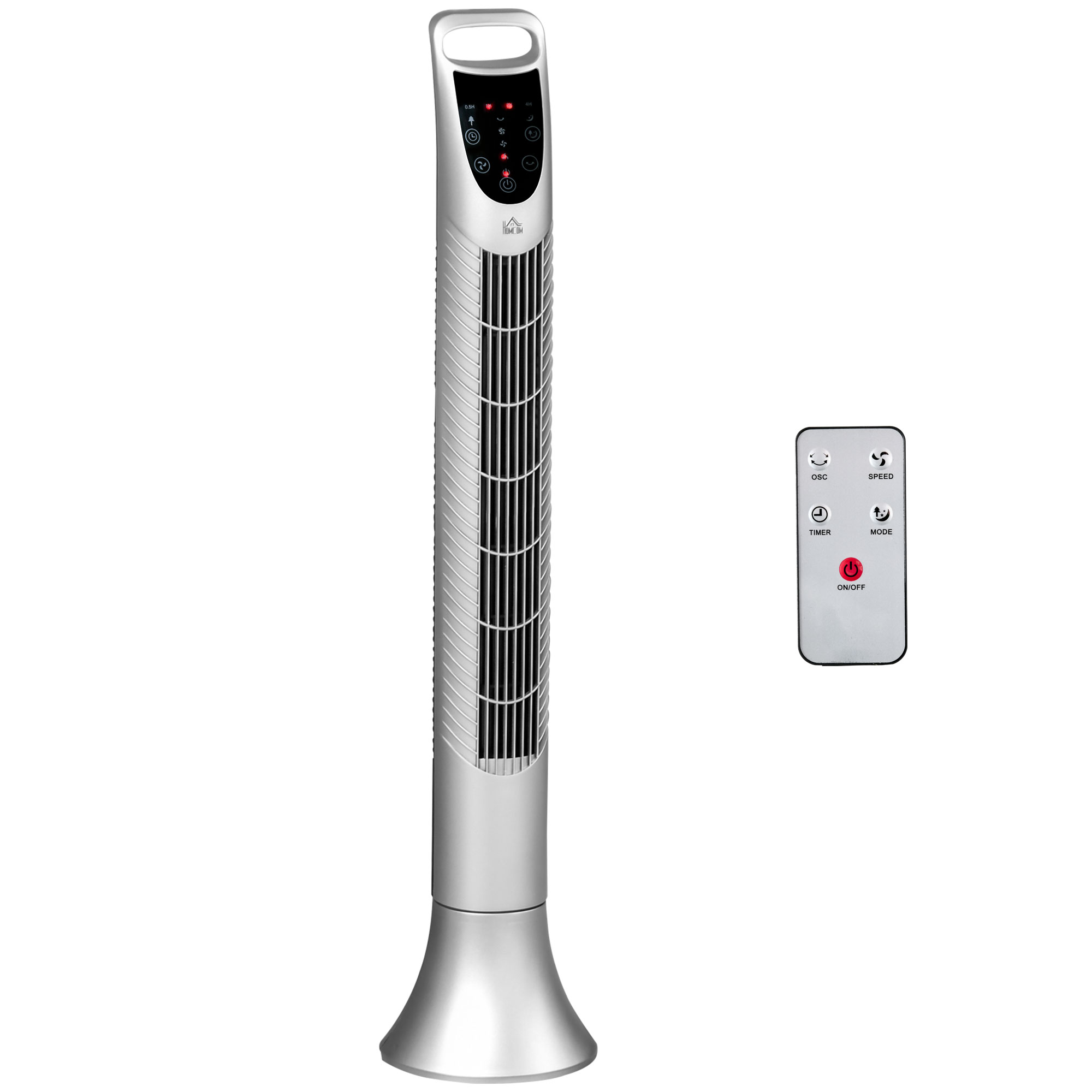 Freestanding Tower Fan, 3 Speed 3 Mode, 7.5h Timer, 70 Degree Oscillation, LED Panel, 5M Remote Controller, Silver - Life Essentials