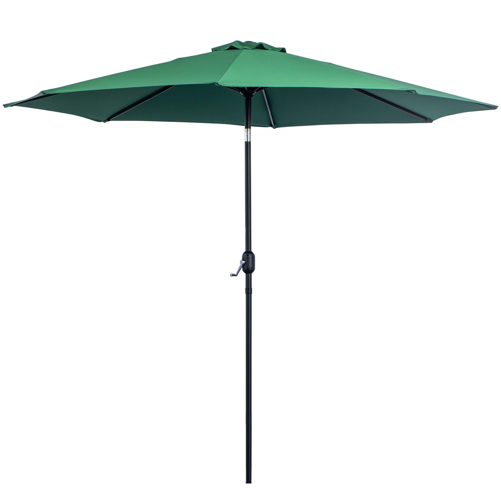 3M Tilting Parasol Garden Umbrellas, Outdoor Sun Shade with 8 Ribs, Tilt and Crank Handle for Balcony, Bench, Garden, Green - Life Essentials