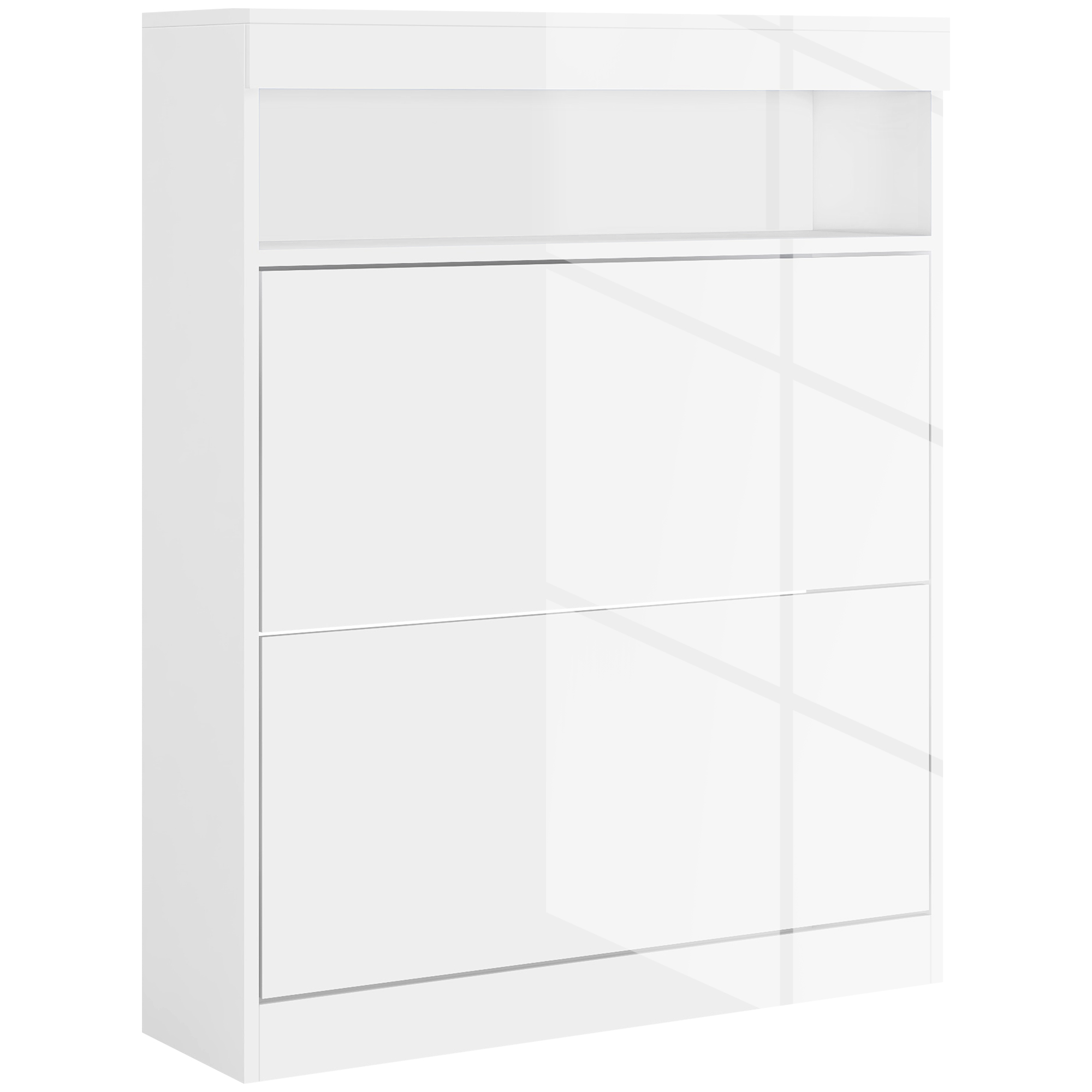 Scott 16 Pair Shoe Storage Cabinet with Flip Doors - White - Life Essentials