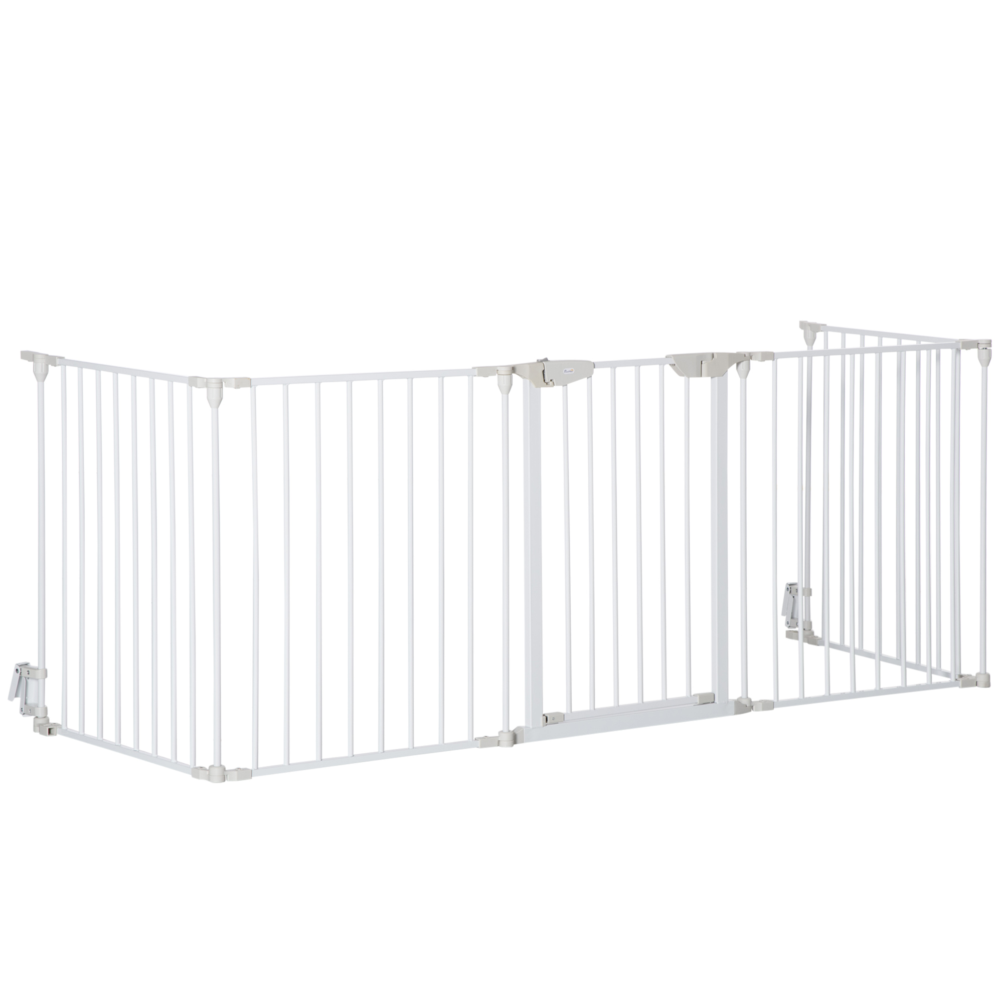 Jackson Pet Safety Gate, 5-Panel Metal Playpen, Fireplace, Christmas Tree Fence, Stair Barrier, Room Divider, Door, Lock - White - Life Essentials