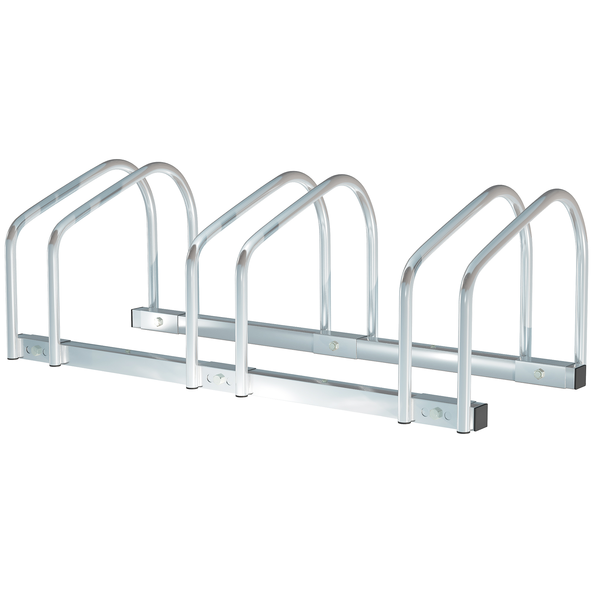 Bike Stand Parking Rack Floor or Wall Mount Bicycle Cycle Storage Locking Stand 76L x 33W x 27H (3 Racks, Silver) - Life Essentials