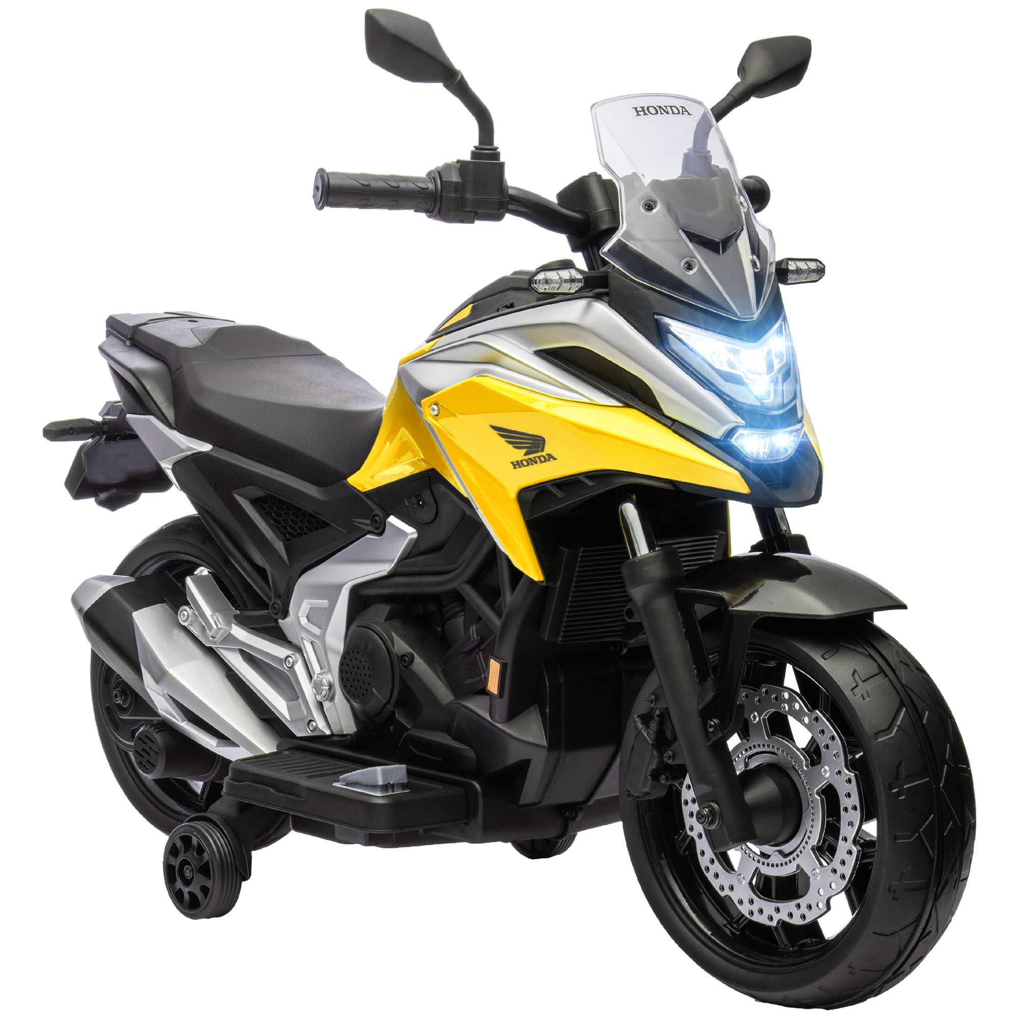 Kinsey 12V Honda Kids Electric Motorbike with Music Headlights - Yellow - Life Essentials
