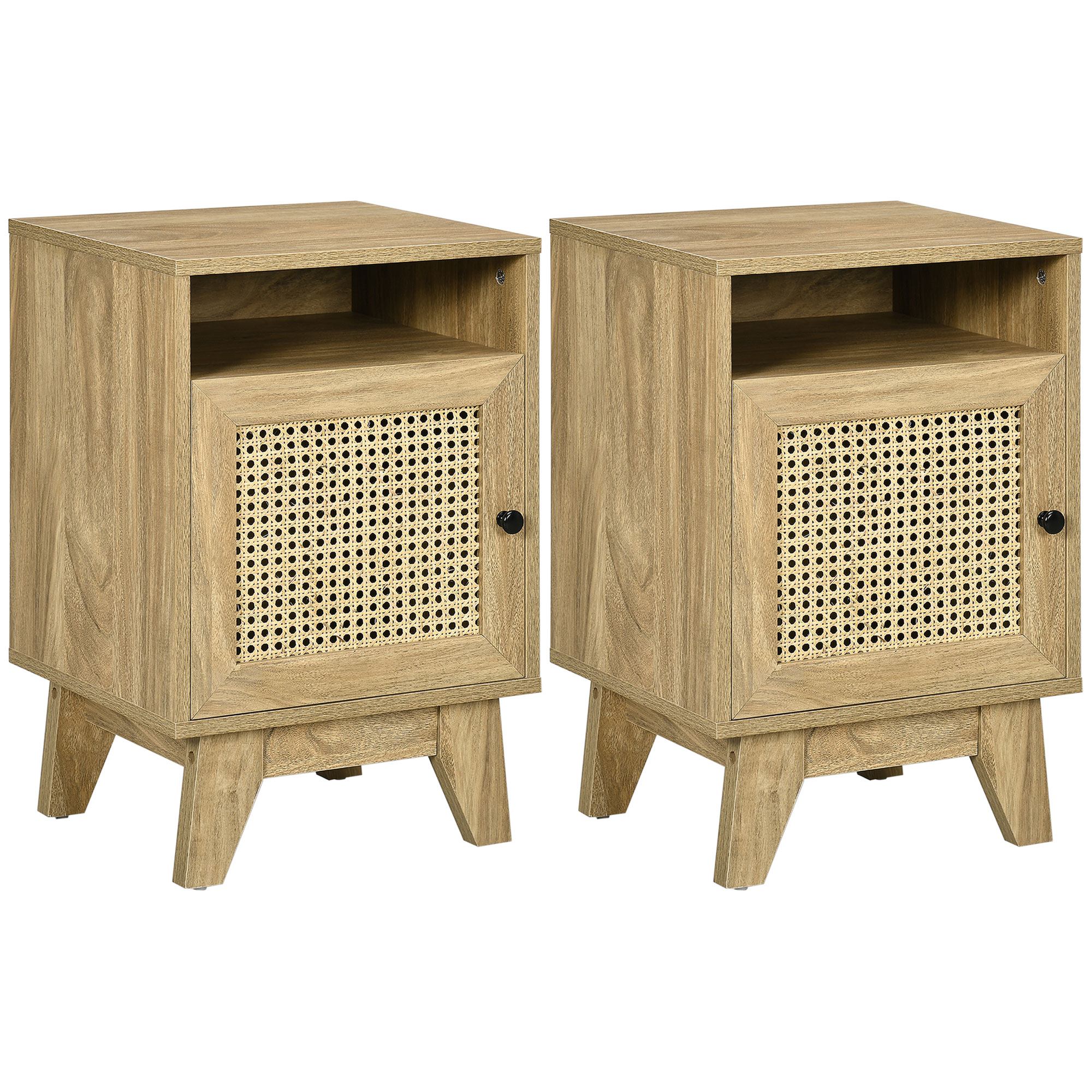 Bedside Table - MORRIN 2 Piece Nightstand Natural 39cm - Life Essentials
