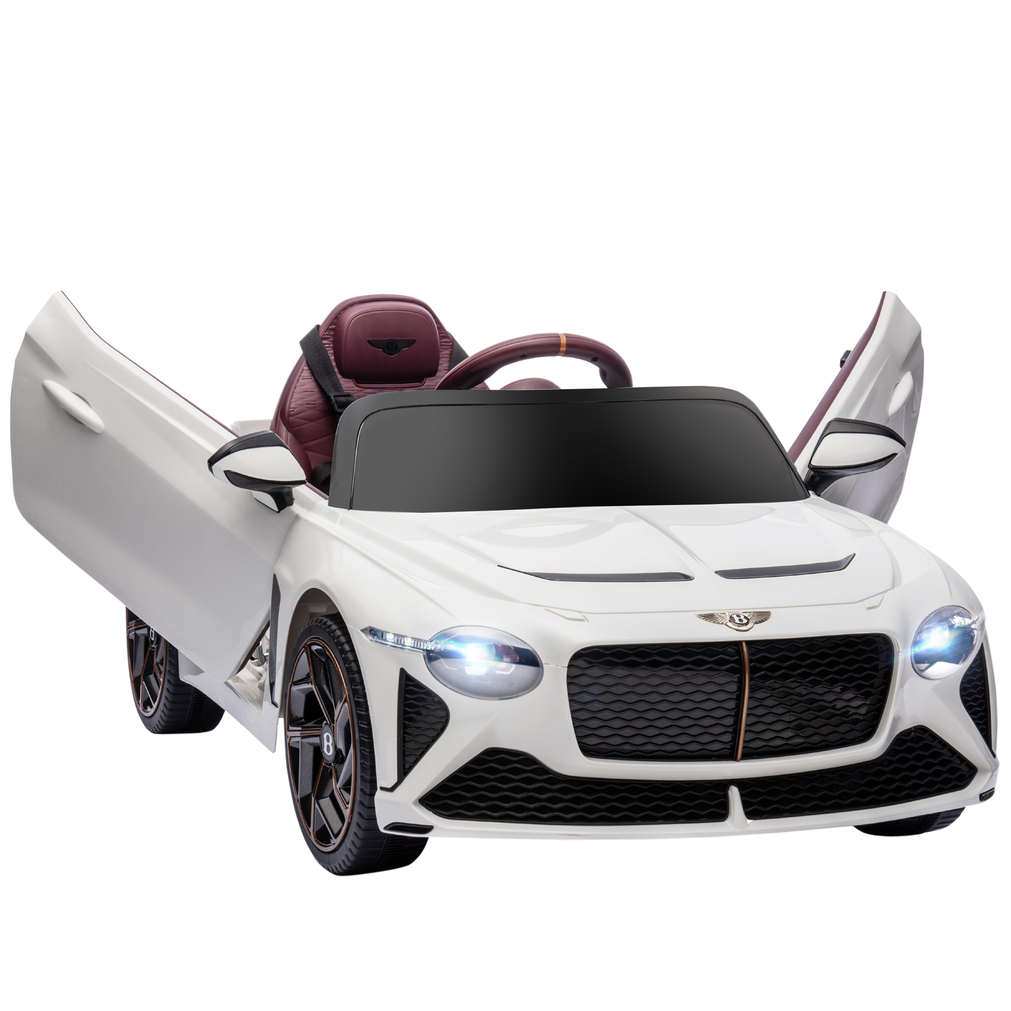 Bentley Bacalar Licensed 12V Kids Electric Ride on Car w/ Remote Control, Powered Electric Car w/ Portable Battery, for Kids Aged 3-5, White - Life 