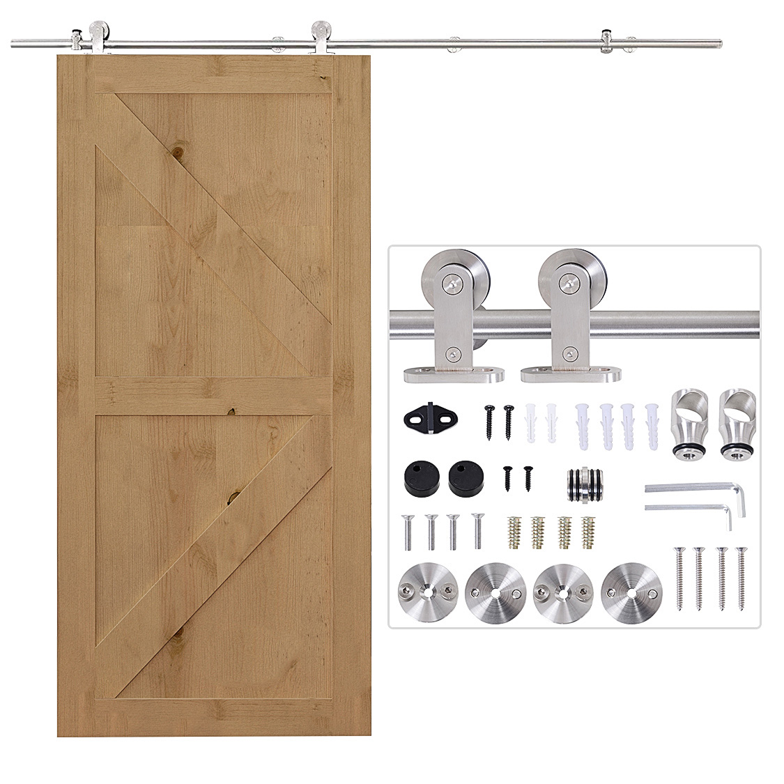 35-45mm Track Stainless Steel Sliding Door Kit Silver - Life Essentials