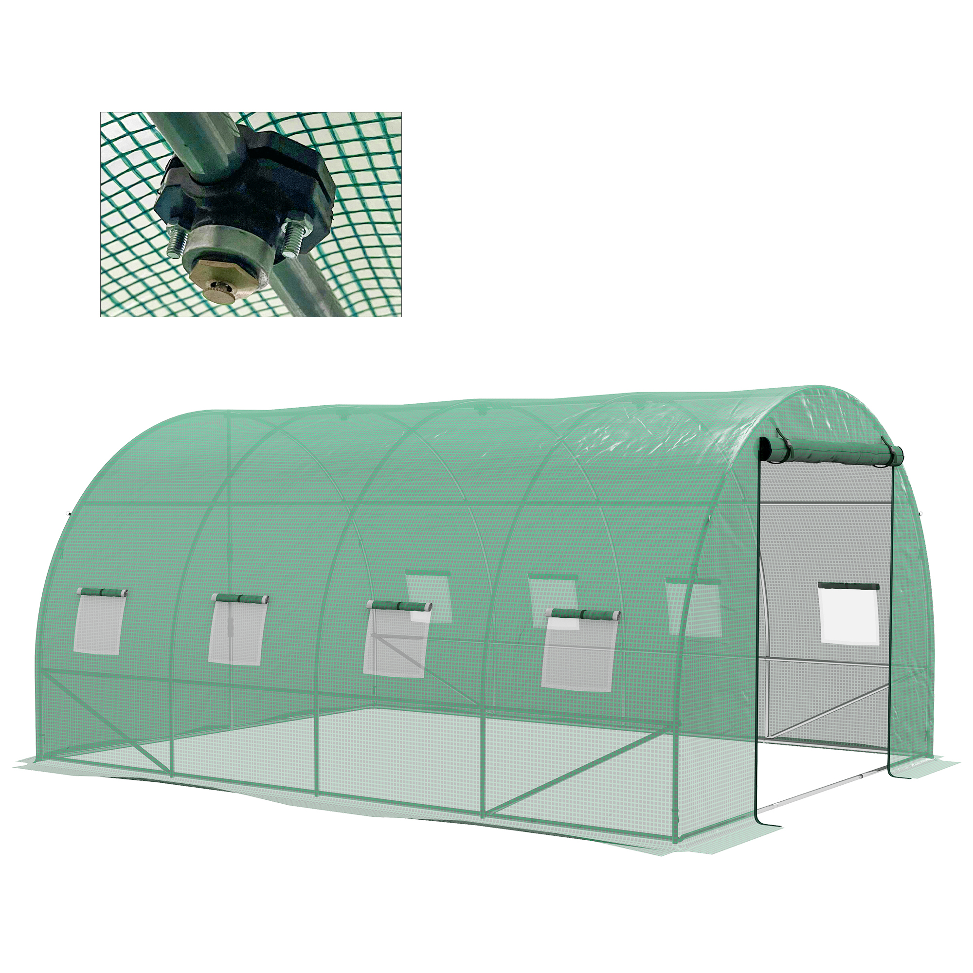Jones Sprinkler System Polytunnel Greenhouse - Green - Life Essentials