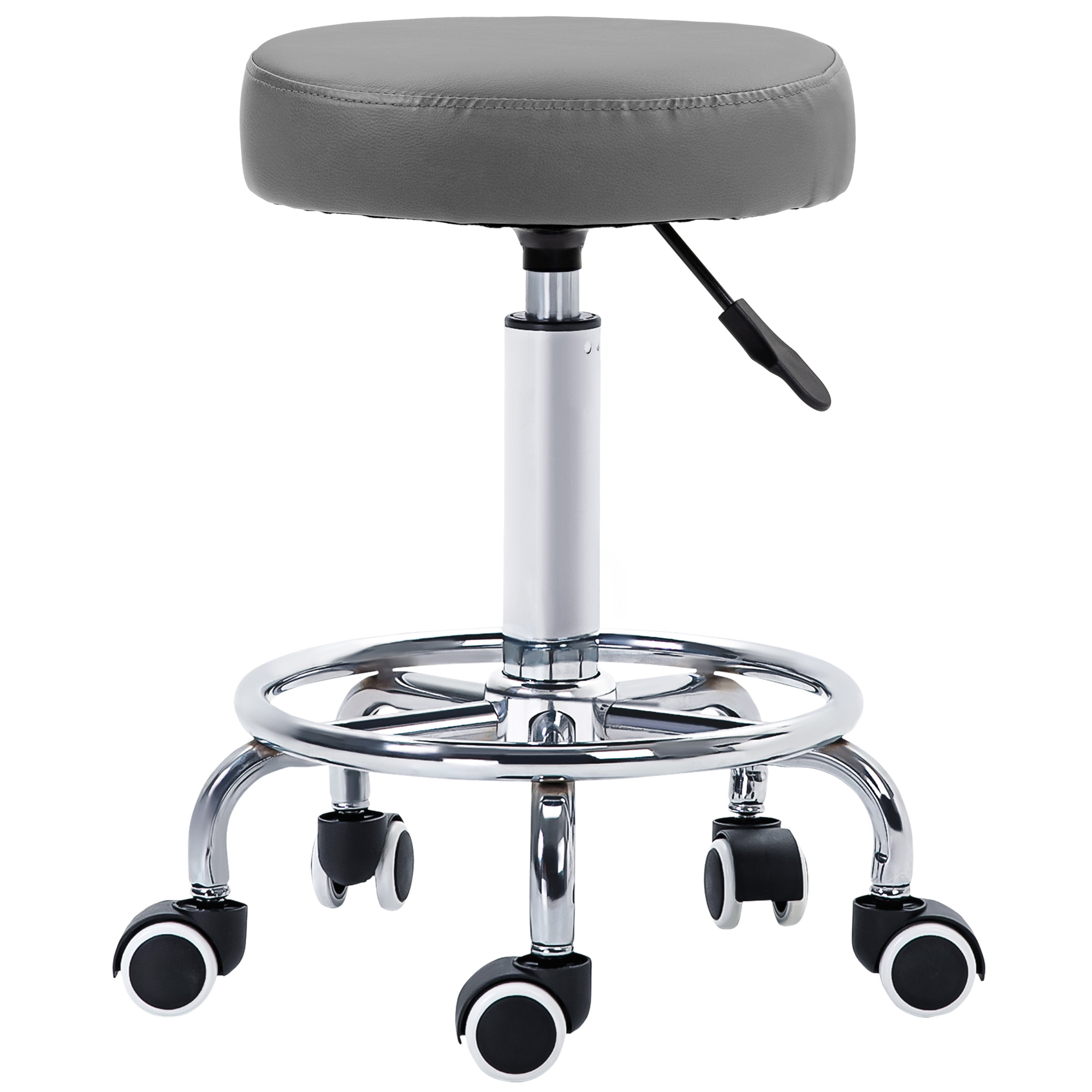 Preston PU Leather Height Adjustable Stool Chair for Salon - Grey - Life Essentials