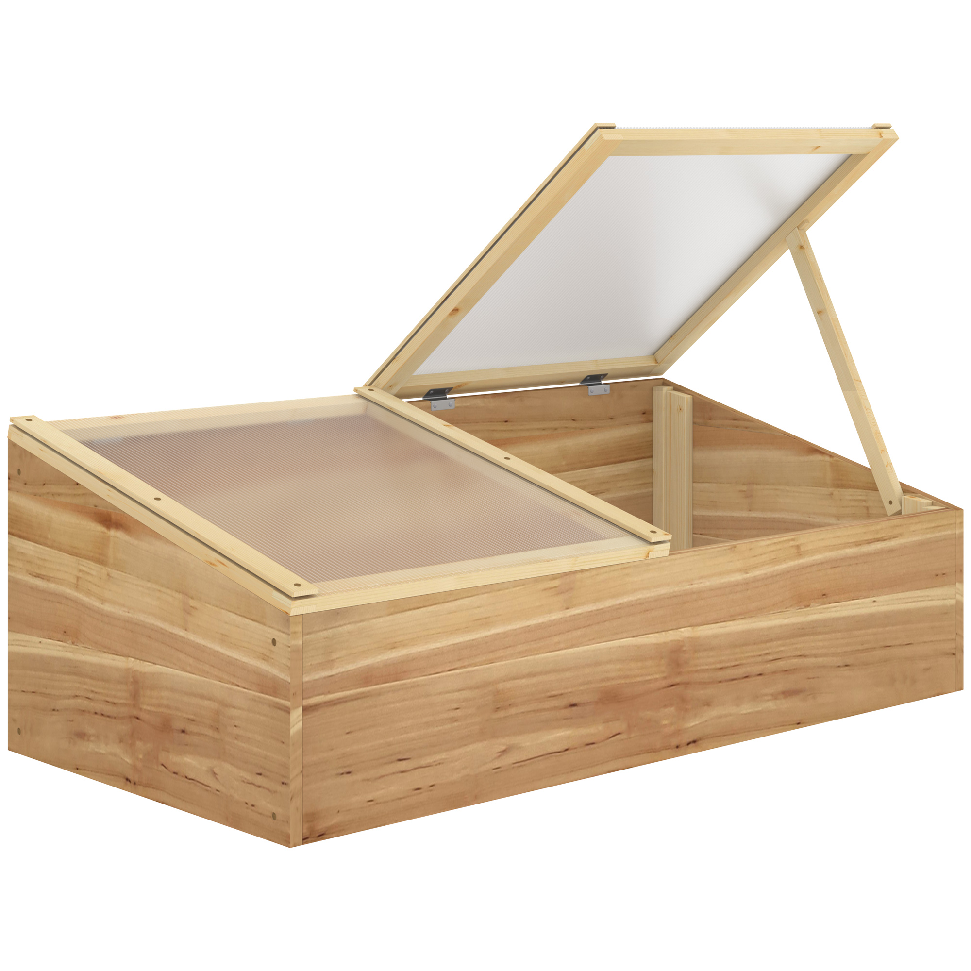 Wooden Cold Frame Greenhouse Garden Polycarbonate Grow House for Flowers, Vegetables, Plants, 100 x 50 x 36 cm, Natural - Life Essentials