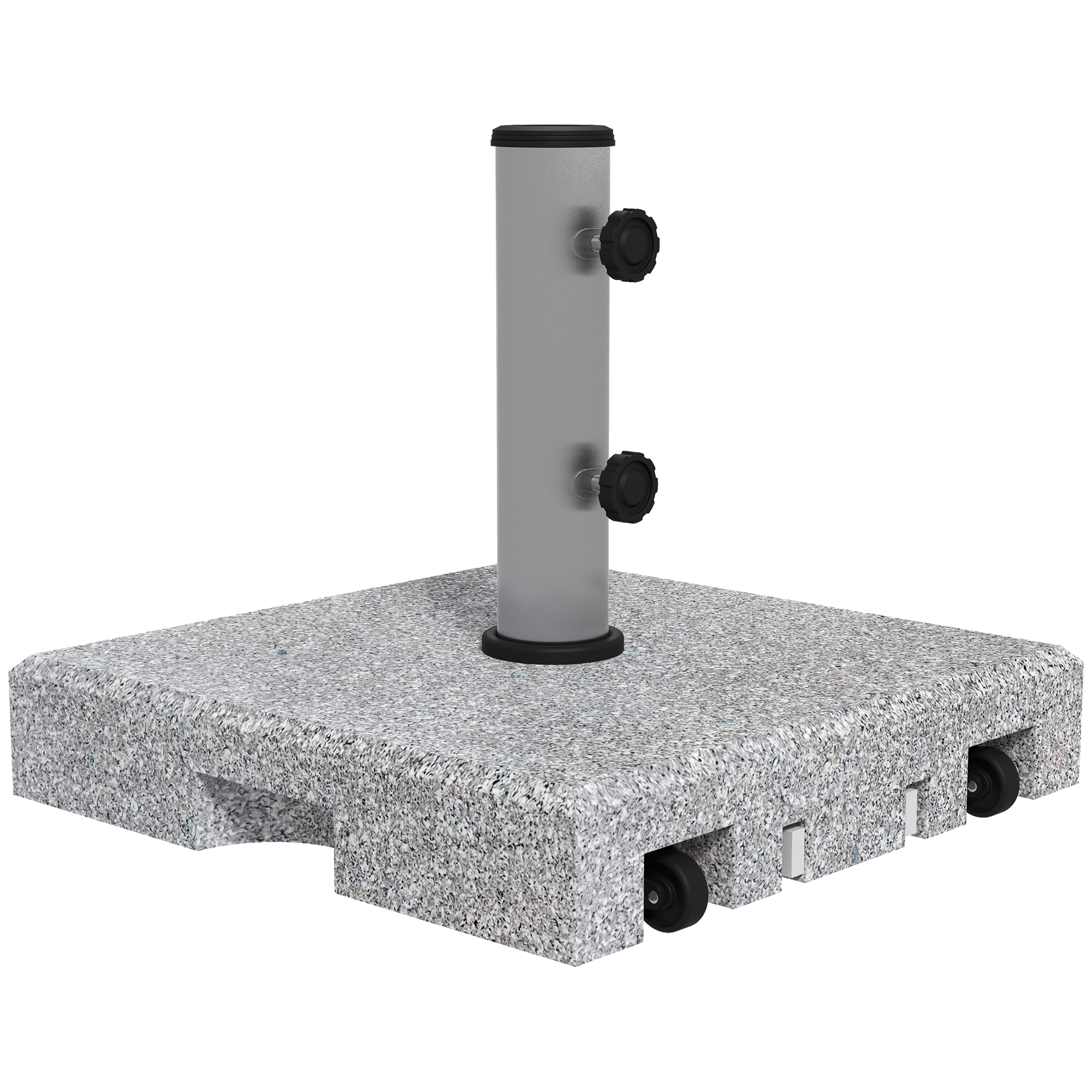 28kg Granite Parasol Base with Wheels and Retractable Handle - Grey - Life Essentials