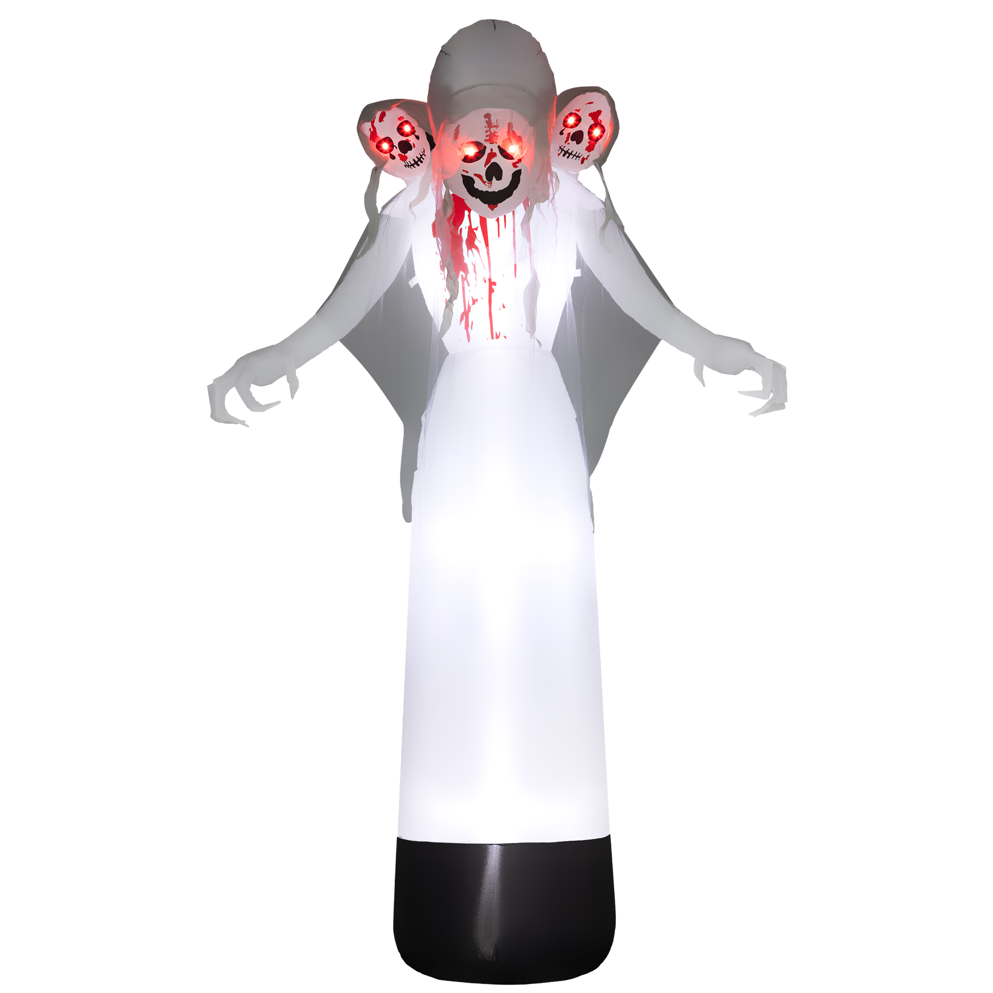 Jones Outdoor 8.9FT Tall Halloween Inflatable Witch with Three Heads - White - Life Essentials