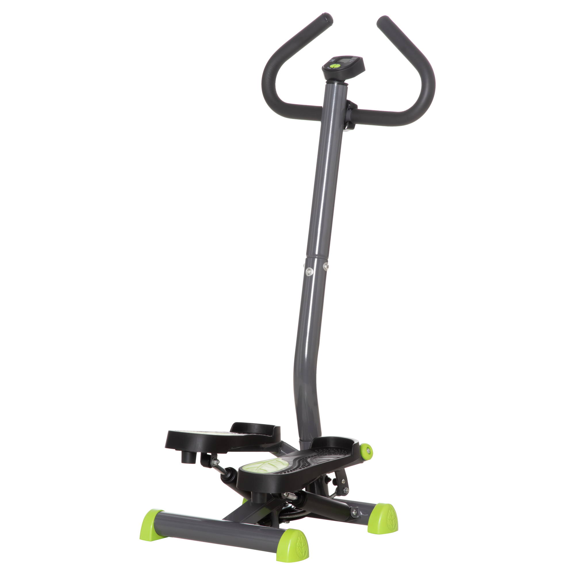 Adjustable Stepper Aerobic Ab Exercise Fitness Workout Machine with LCD Screen & Handlebars, Grey - Life Essentials