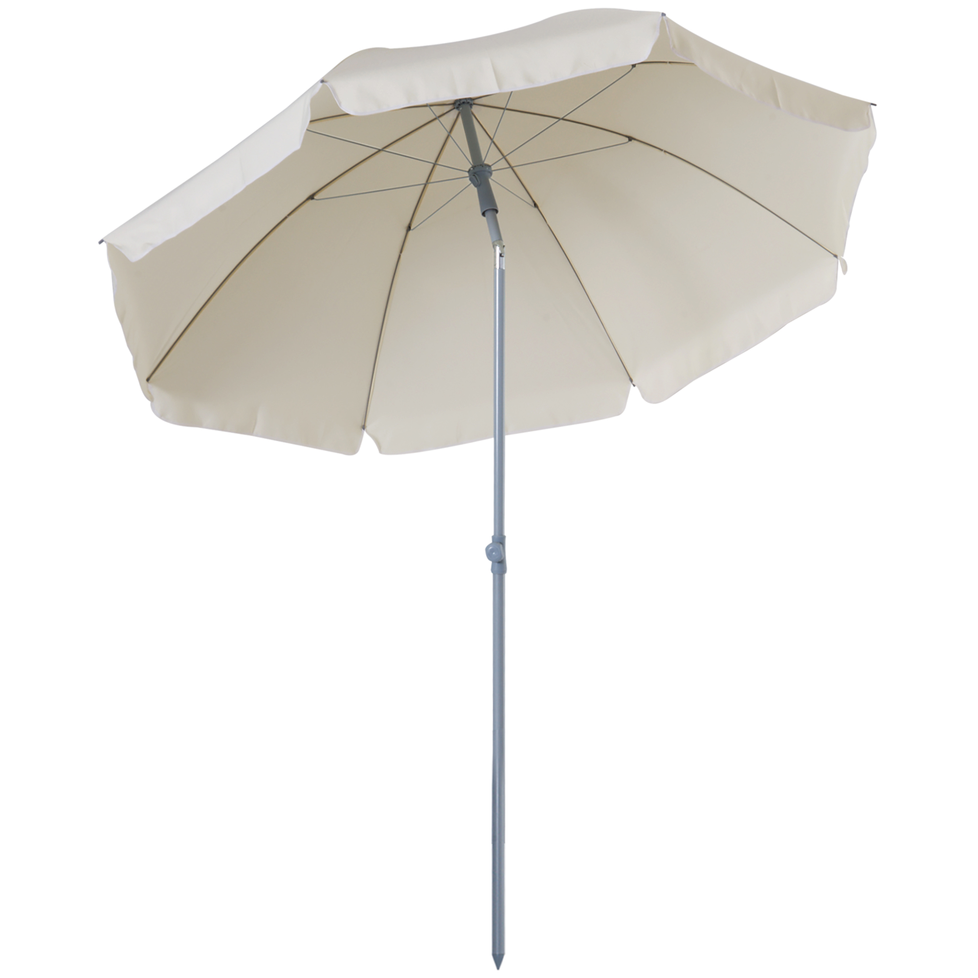2.2M Tilt Beach Umbrella Parasol-Cream White - Life Essentials