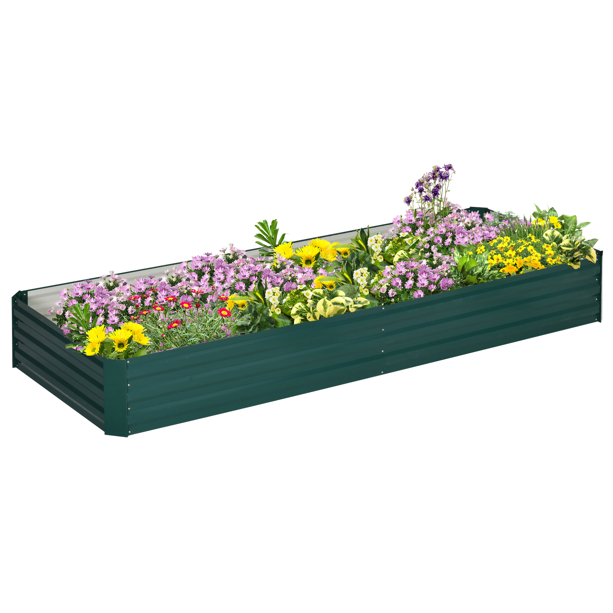 Metal Raised Garden Bed Planter Box Outdoor Planters for Growing Flowers, Herbs, Green, 241x90.5x30cm - Life Essentials